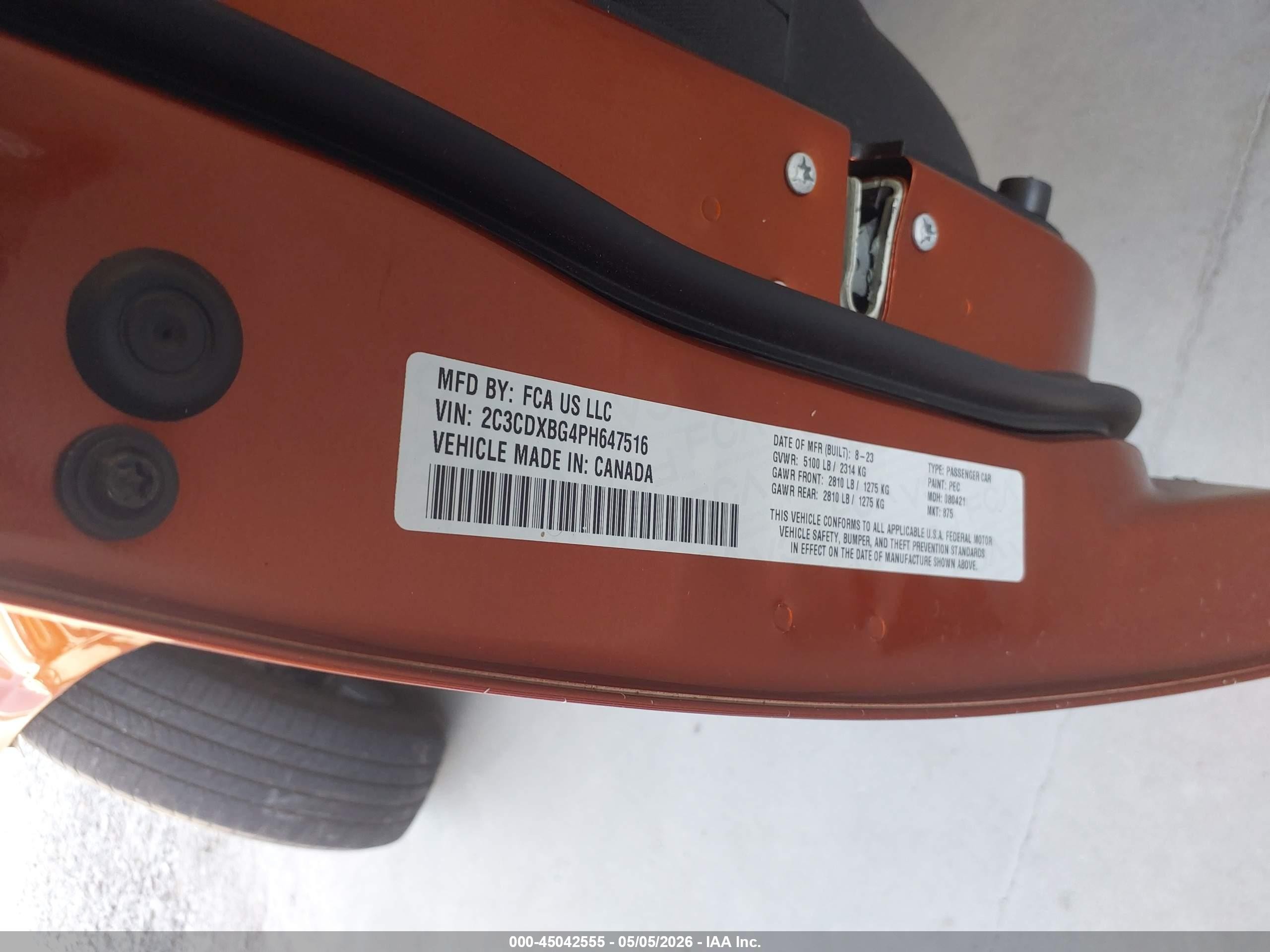 2023 Dodge Charger Sxt Orange vin: 2C3CDXBG4PH647516