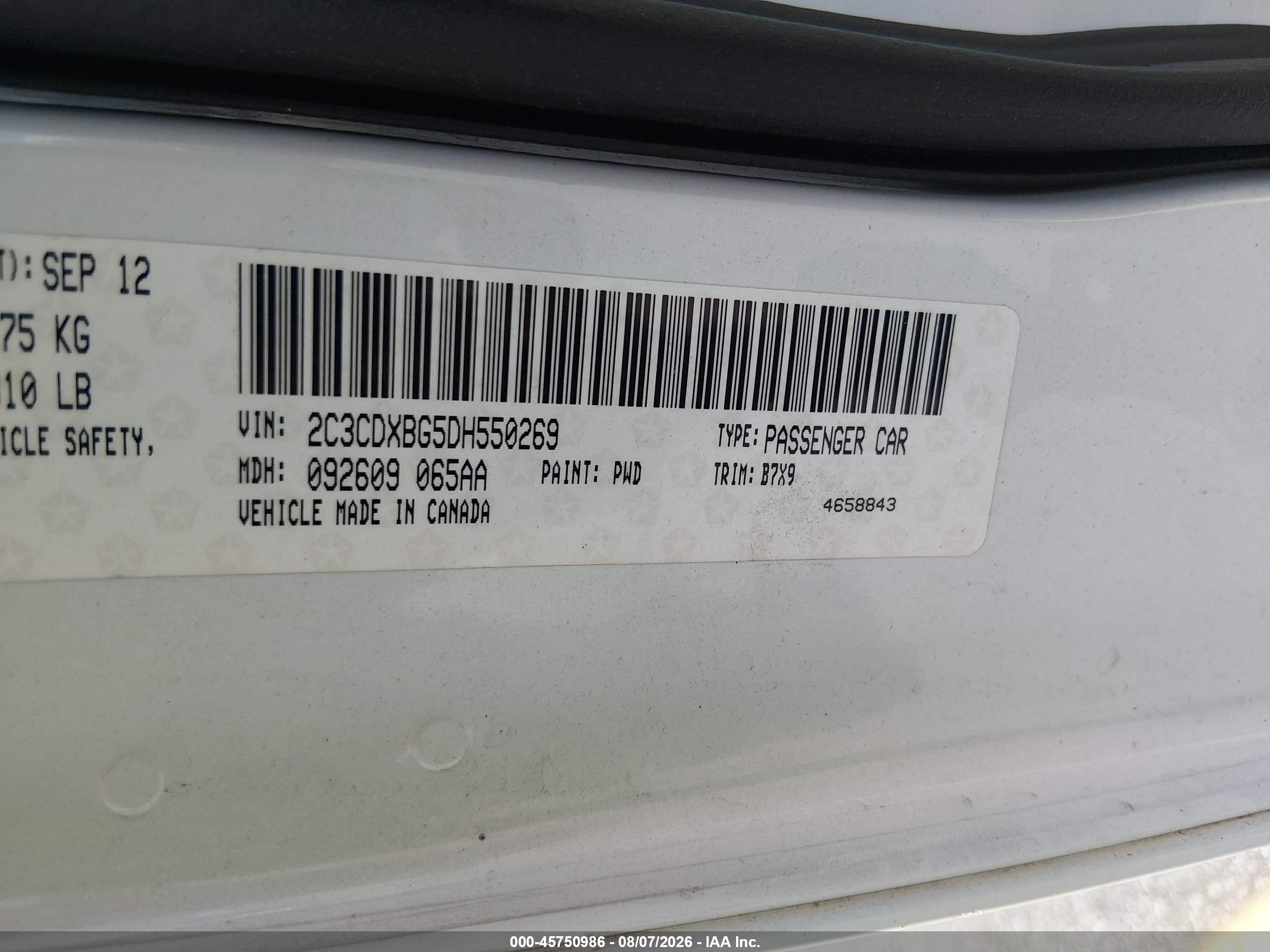 2013 Dodge Charger Se White vin: 2C3CDXBG5DH550269