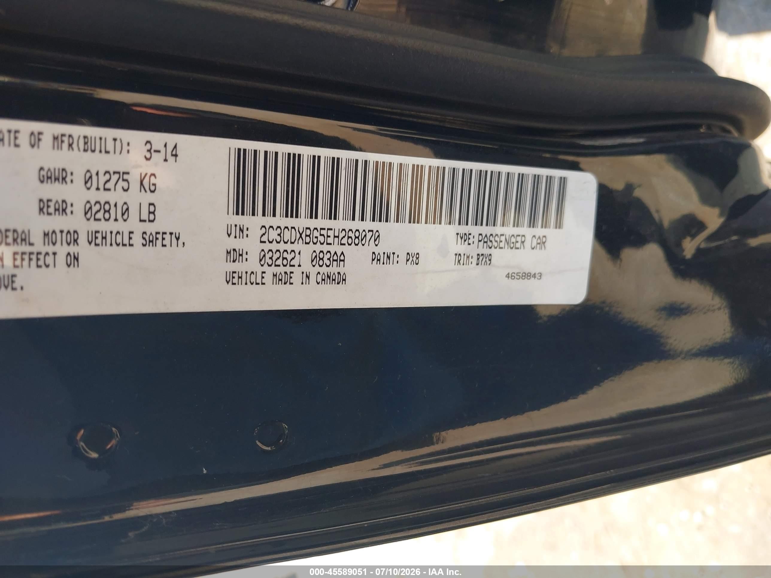 2014 Dodge Charger Se Black vin: 2C3CDXBG5EH268070