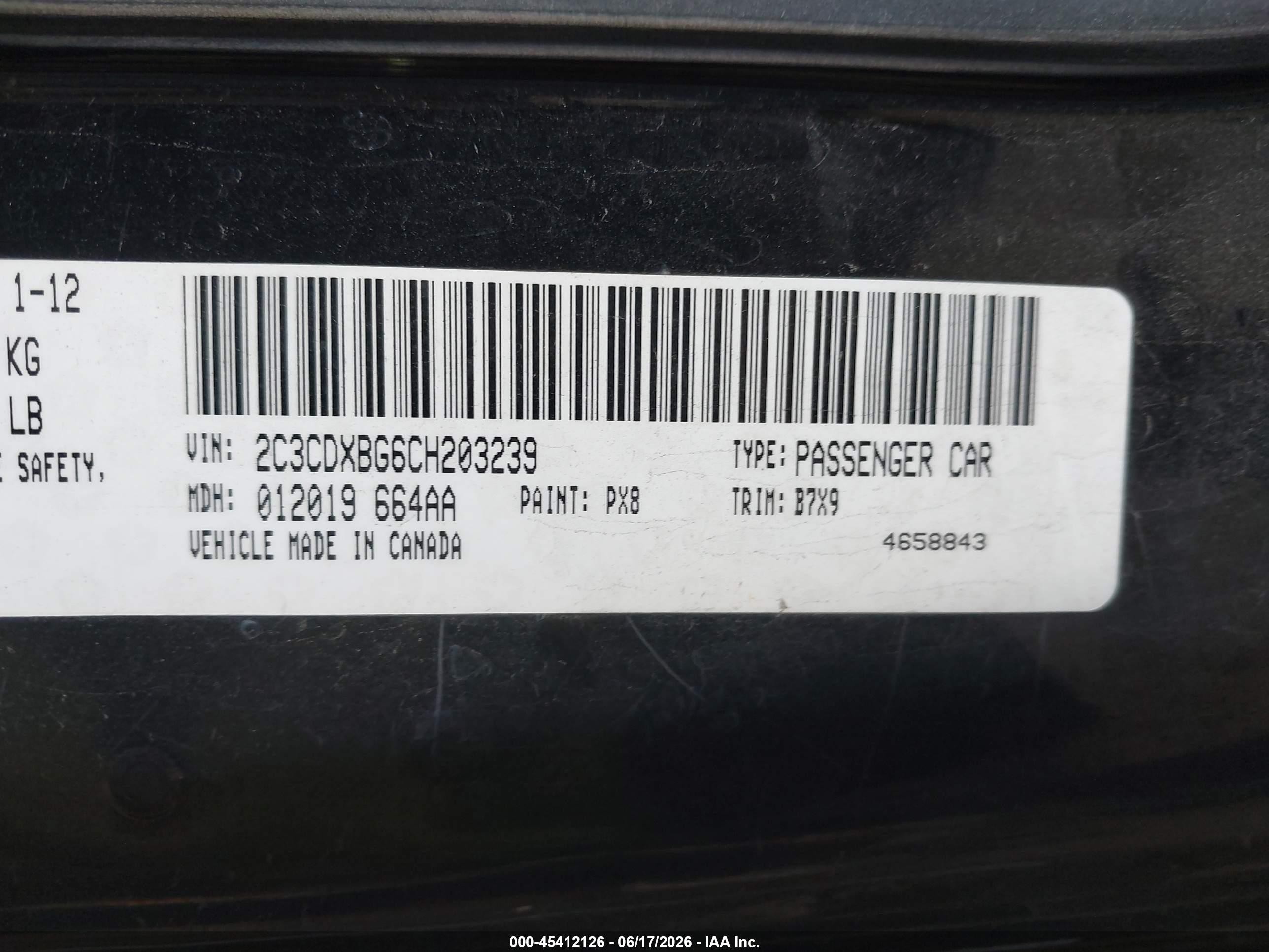 2012 Dodge Charger Se Black vin: 2C3CDXBG6CH203239