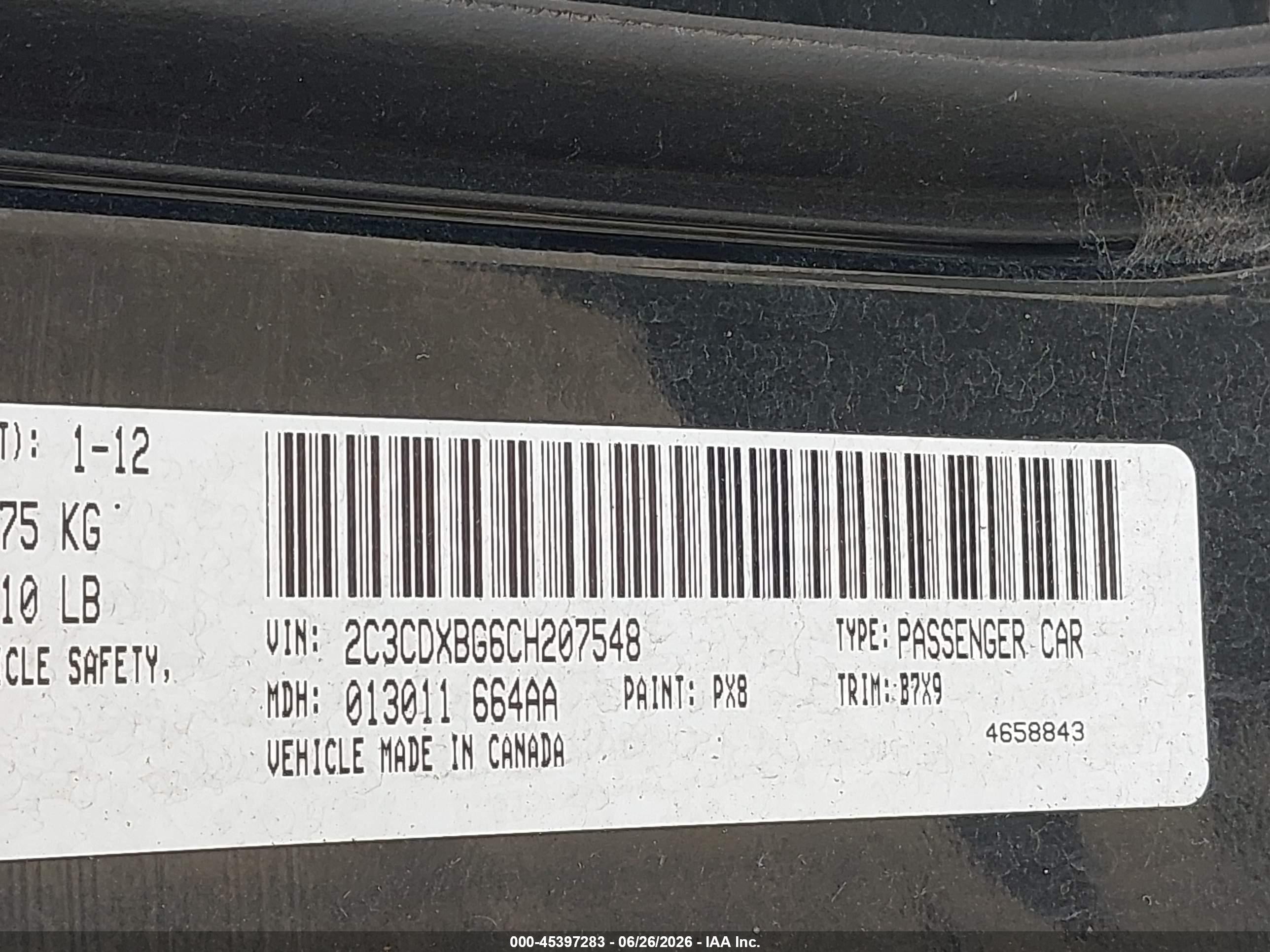 2012 Dodge Charger Se Черный vin: 2C3CDXBG6CH207548
