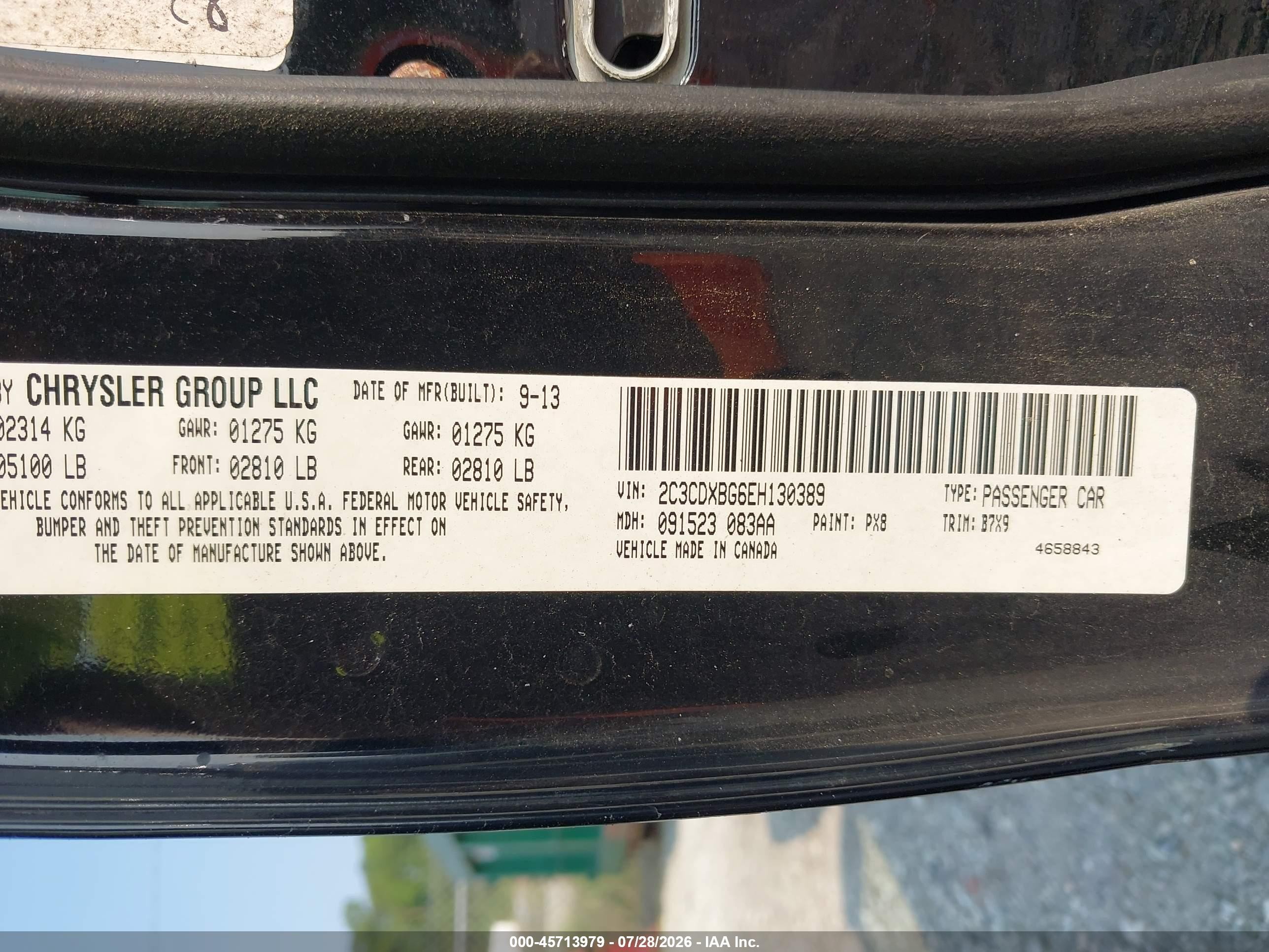 2014 Dodge Charger Se Black vin: 2C3CDXBG6EH130389