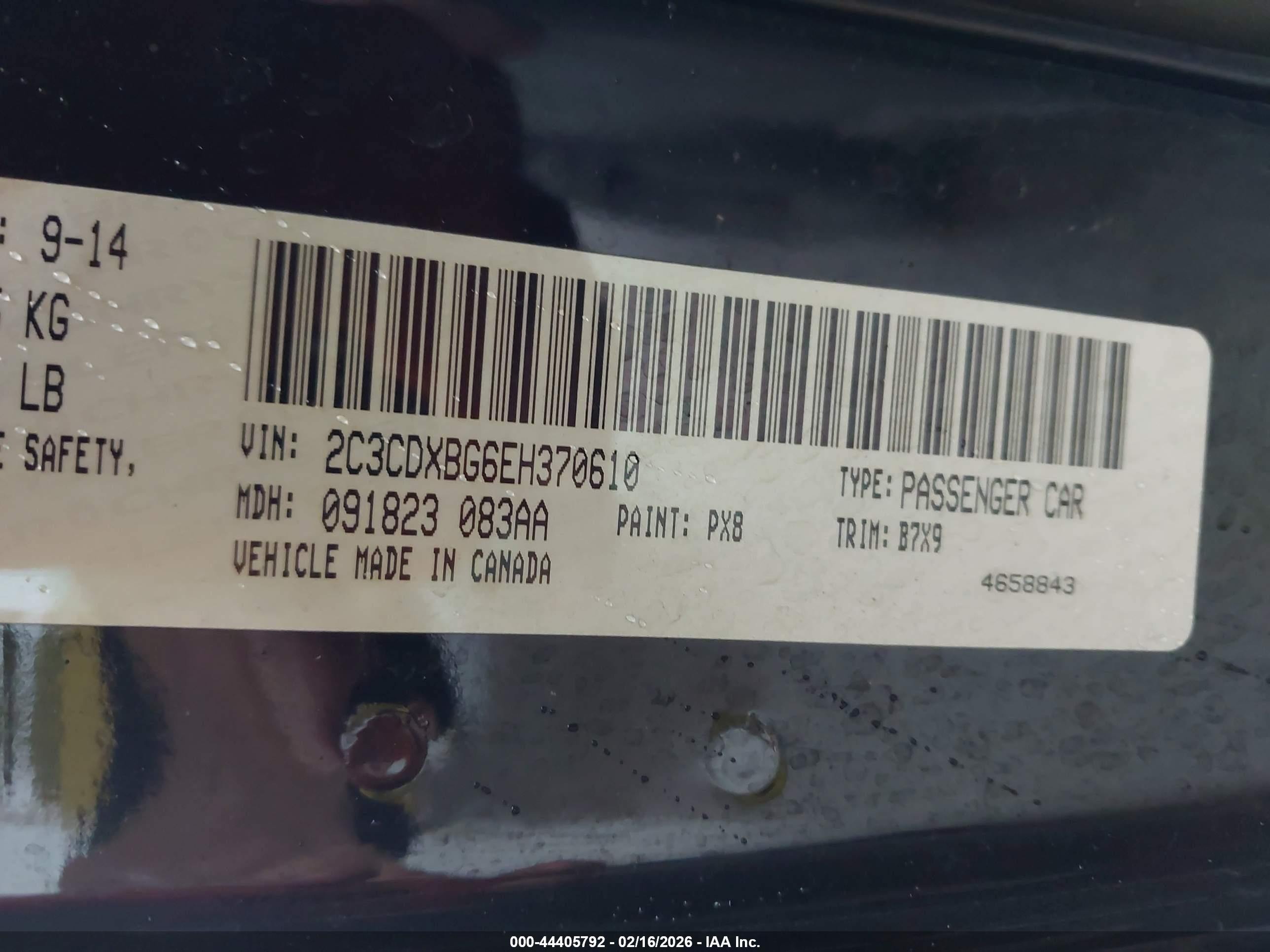 2014 Dodge Charger Se Black vin: 2C3CDXBG6EH370610