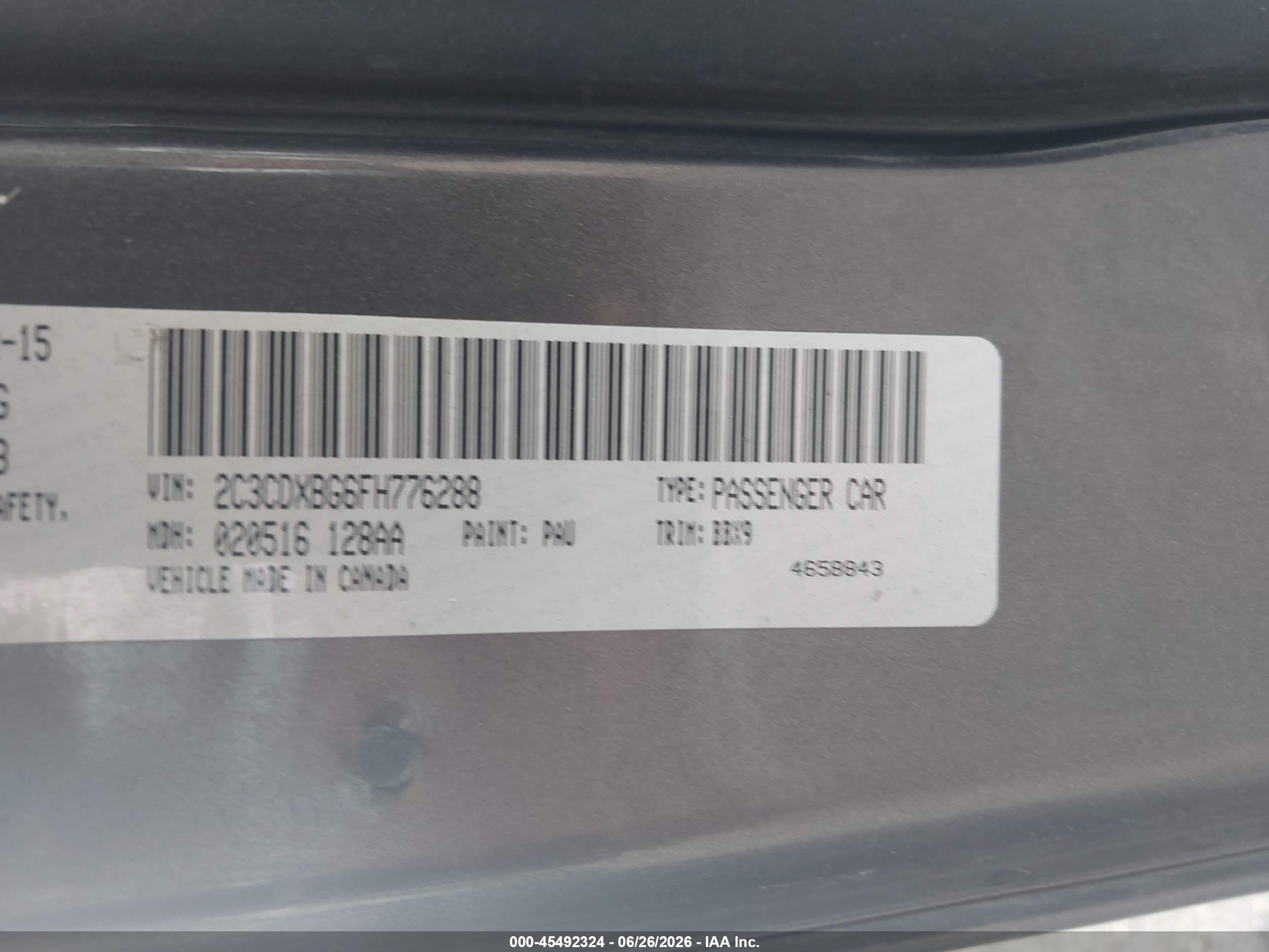 2015 Dodge Charger Se Black vin: 2C3CDXBG6FH776288