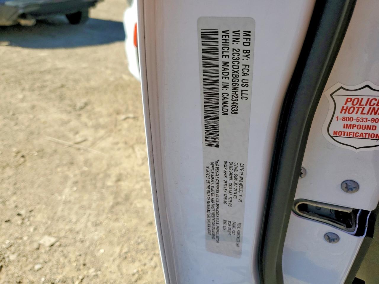 2022 Dodge Charger Sxt White vin: 2C3CDXBG6NH234638