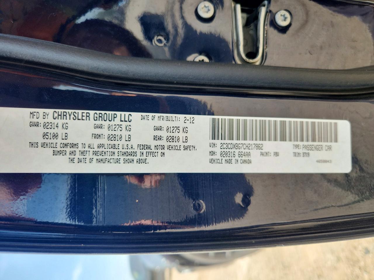 2012 Dodge Charger Se Blue vin: 2C3CDXBG7CH217862