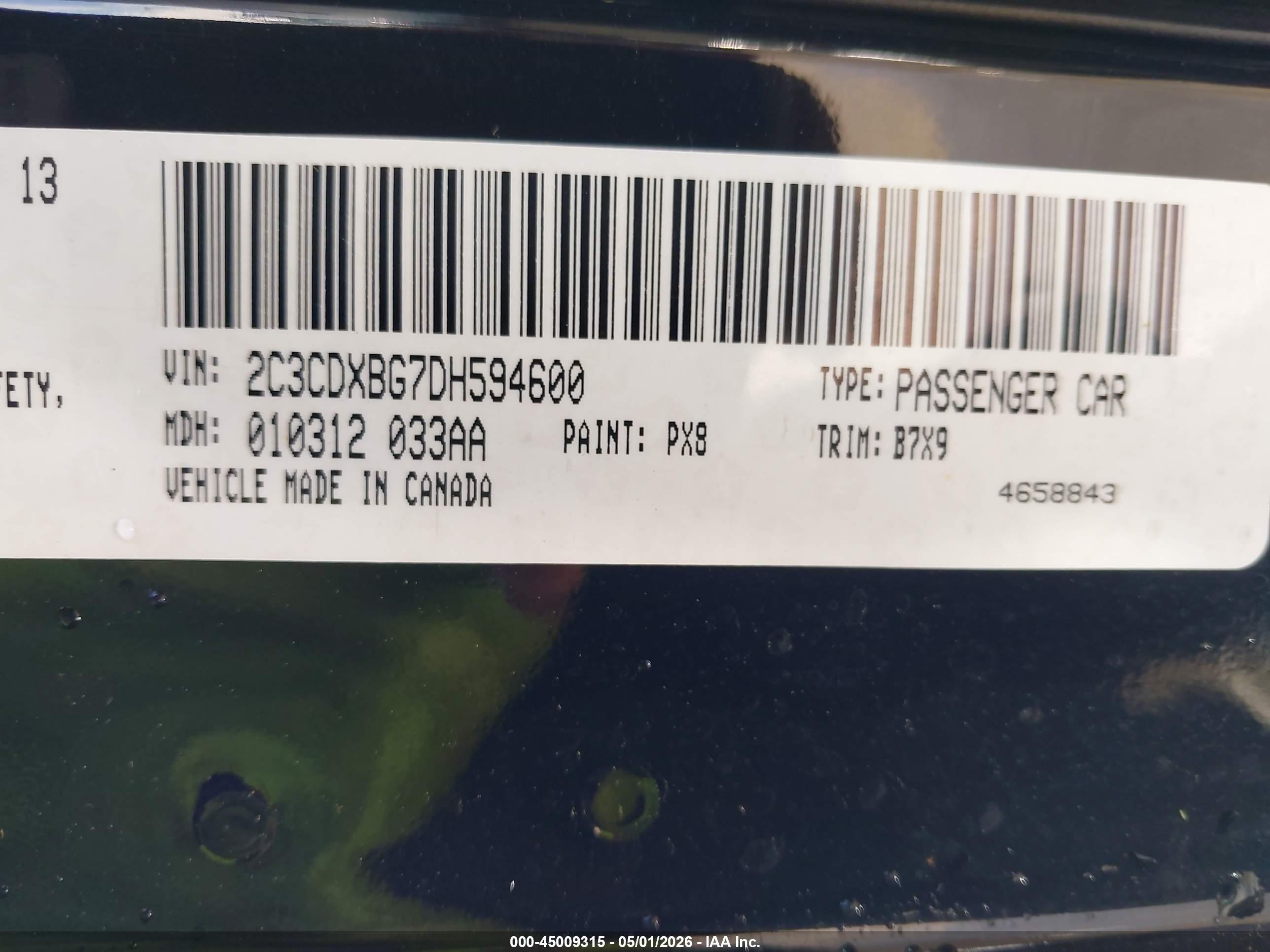 2013 Dodge Charger Se Black vin: 2C3CDXBG7DH594600