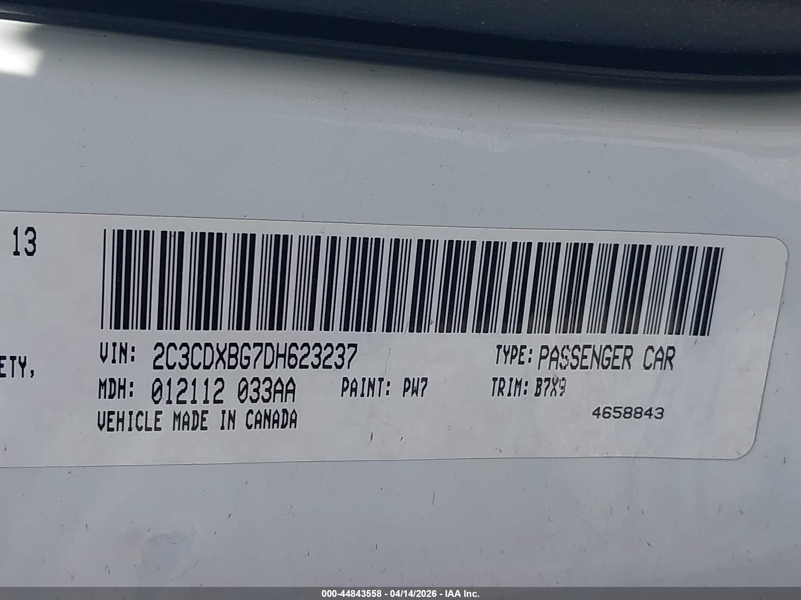 2013 Dodge Charger Se White vin: 2C3CDXBG7DH623237