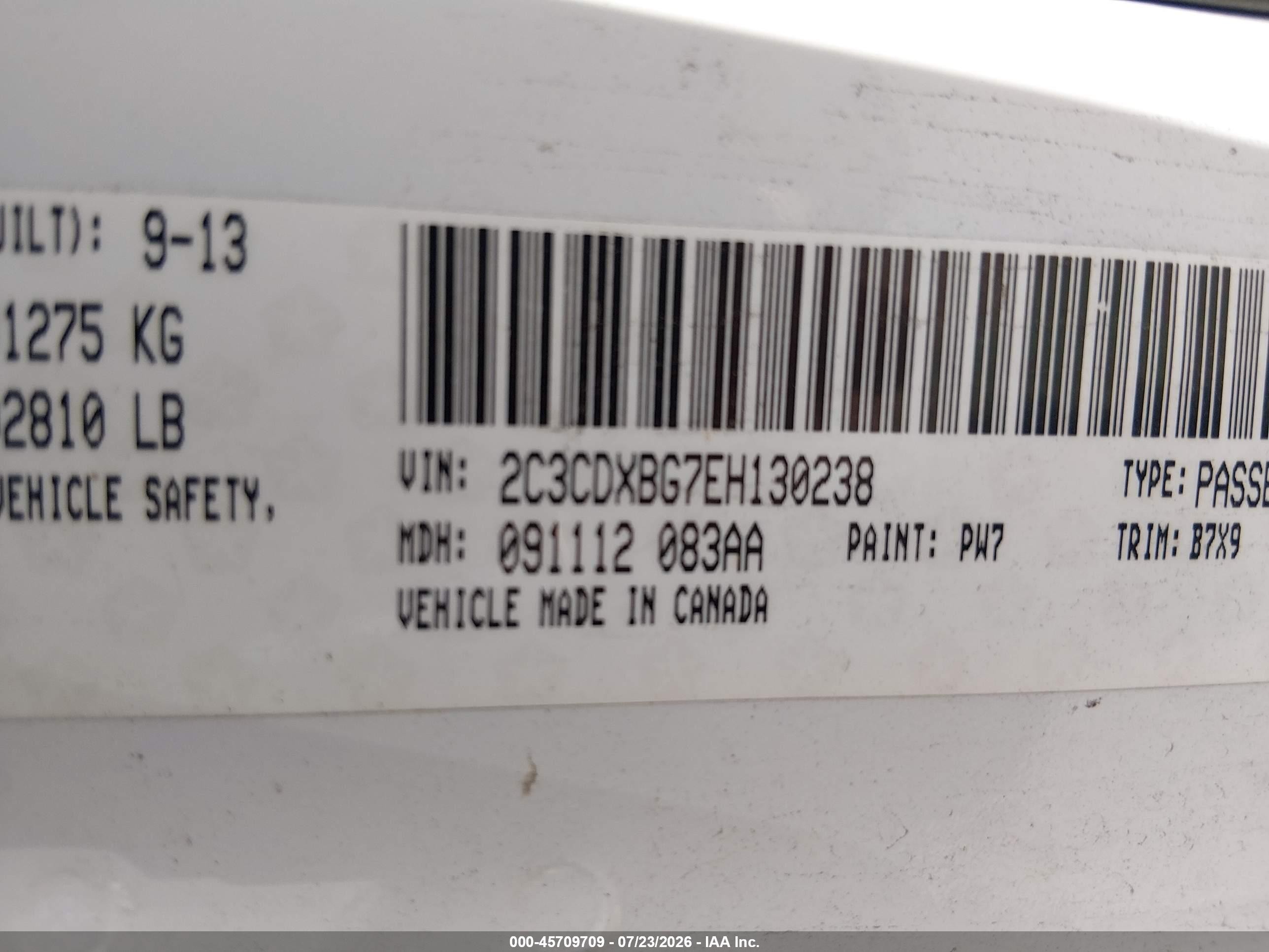 2014 Dodge Charger Se White vin: 2C3CDXBG7EH130238