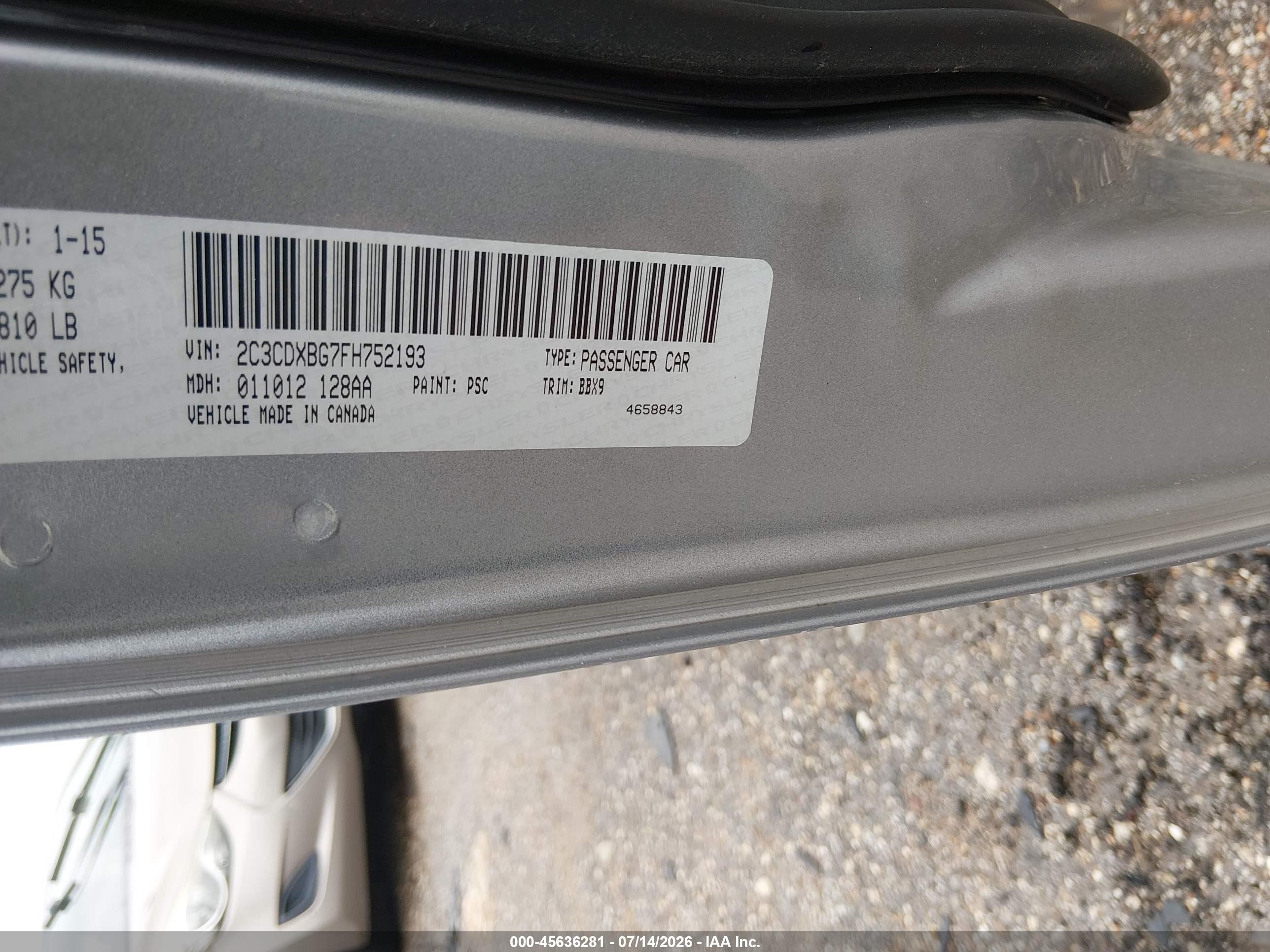 2015 Dodge Charger Se Silver vin: 2C3CDXBG7FH752193