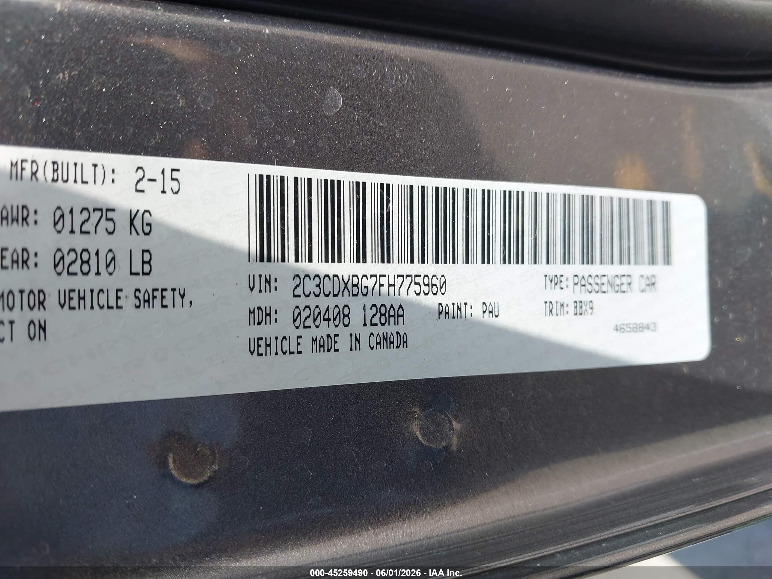 2015 Dodge Charger Se Серый vin: 2C3CDXBG7FH775960