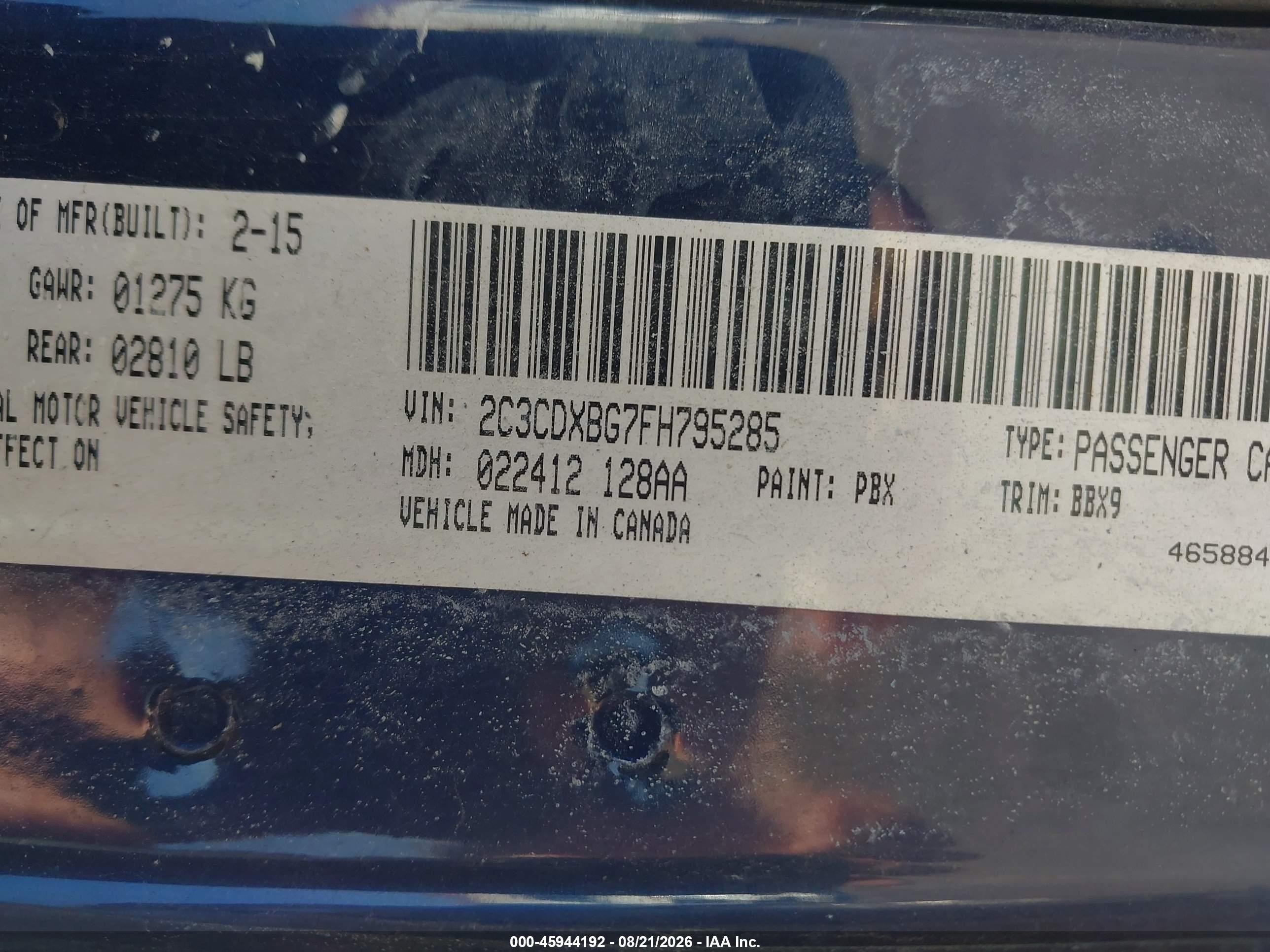 2015 Dodge Charger Se Blue vin: 2C3CDXBG7FH795285
