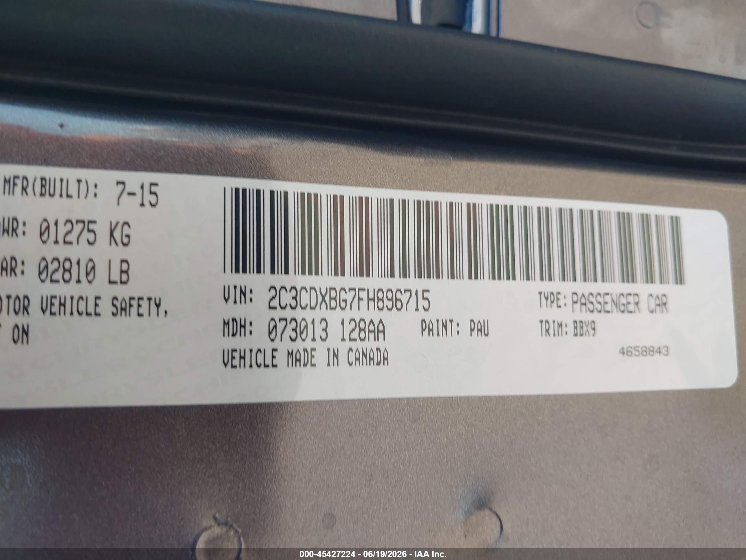 2015 Dodge Charger Se Gray vin: 2C3CDXBG7FH896715