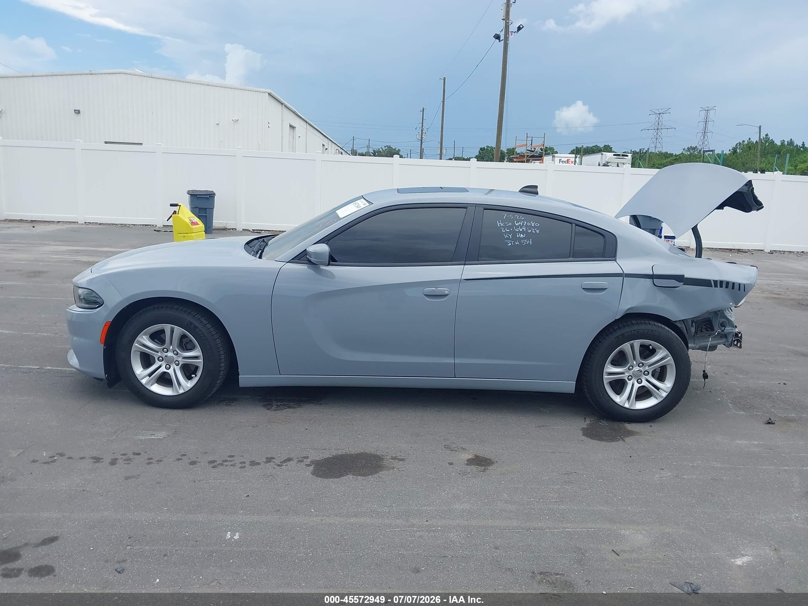 2021 Dodge Charger Sxt Rwd Серый vin: 2C3CDXBG7MH536700
