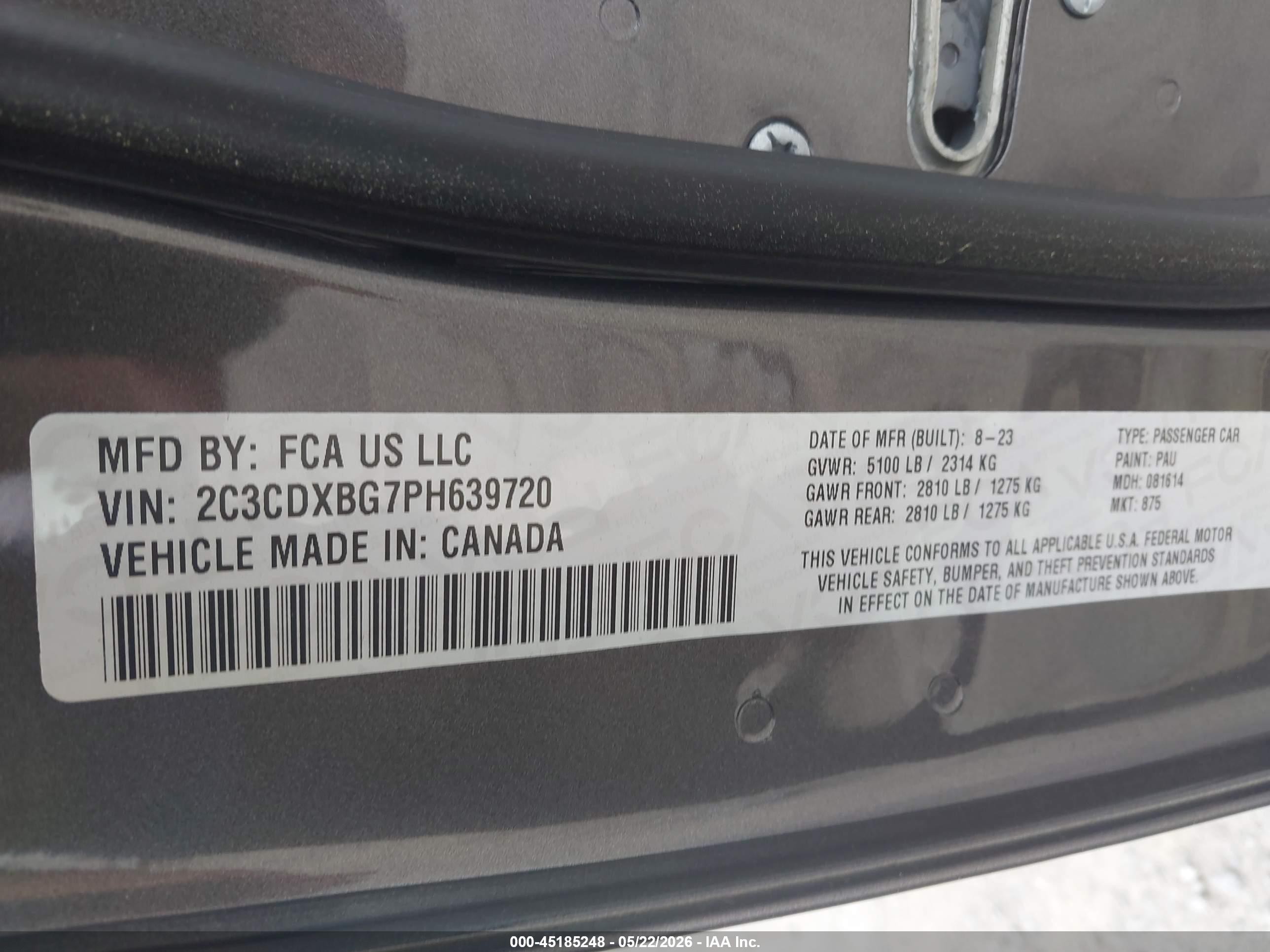 2023 Dodge Charger Sxt Gray vin: 2C3CDXBG7PH639720