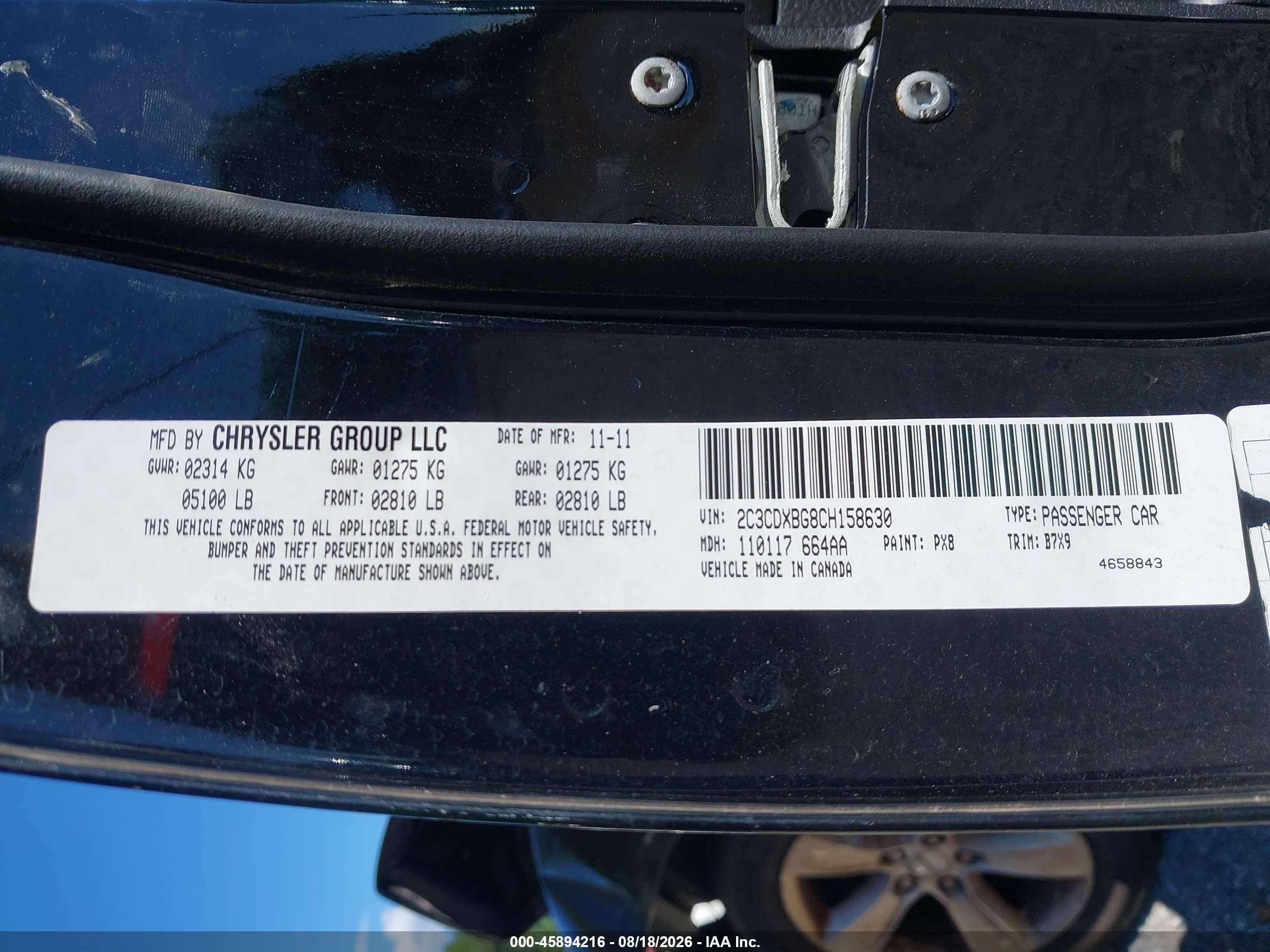 2012 Dodge Charger Se Black vin: 2C3CDXBG8CH158630