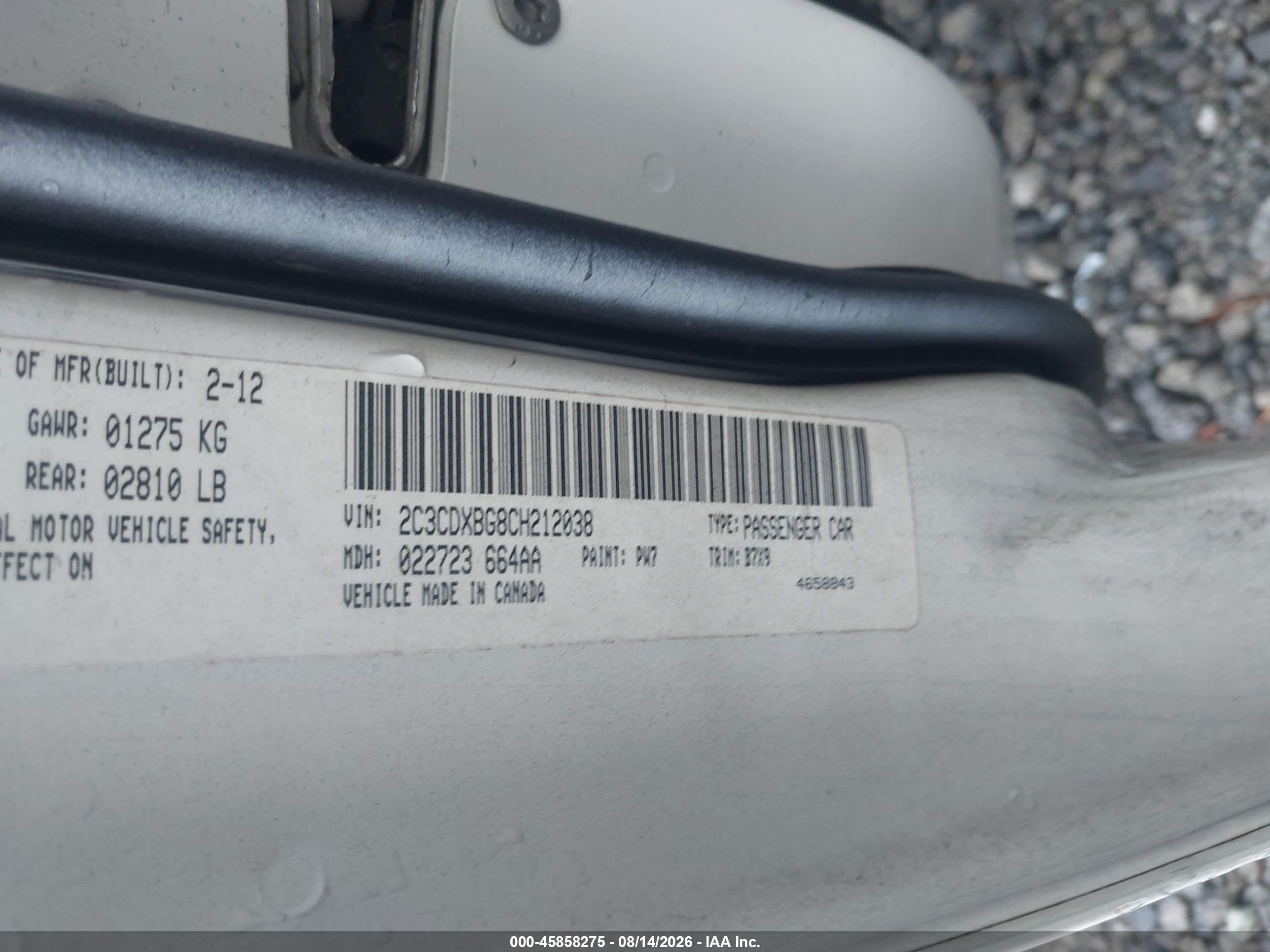 2012 Dodge Charger Se Белый vin: 2C3CDXBG8CH212038