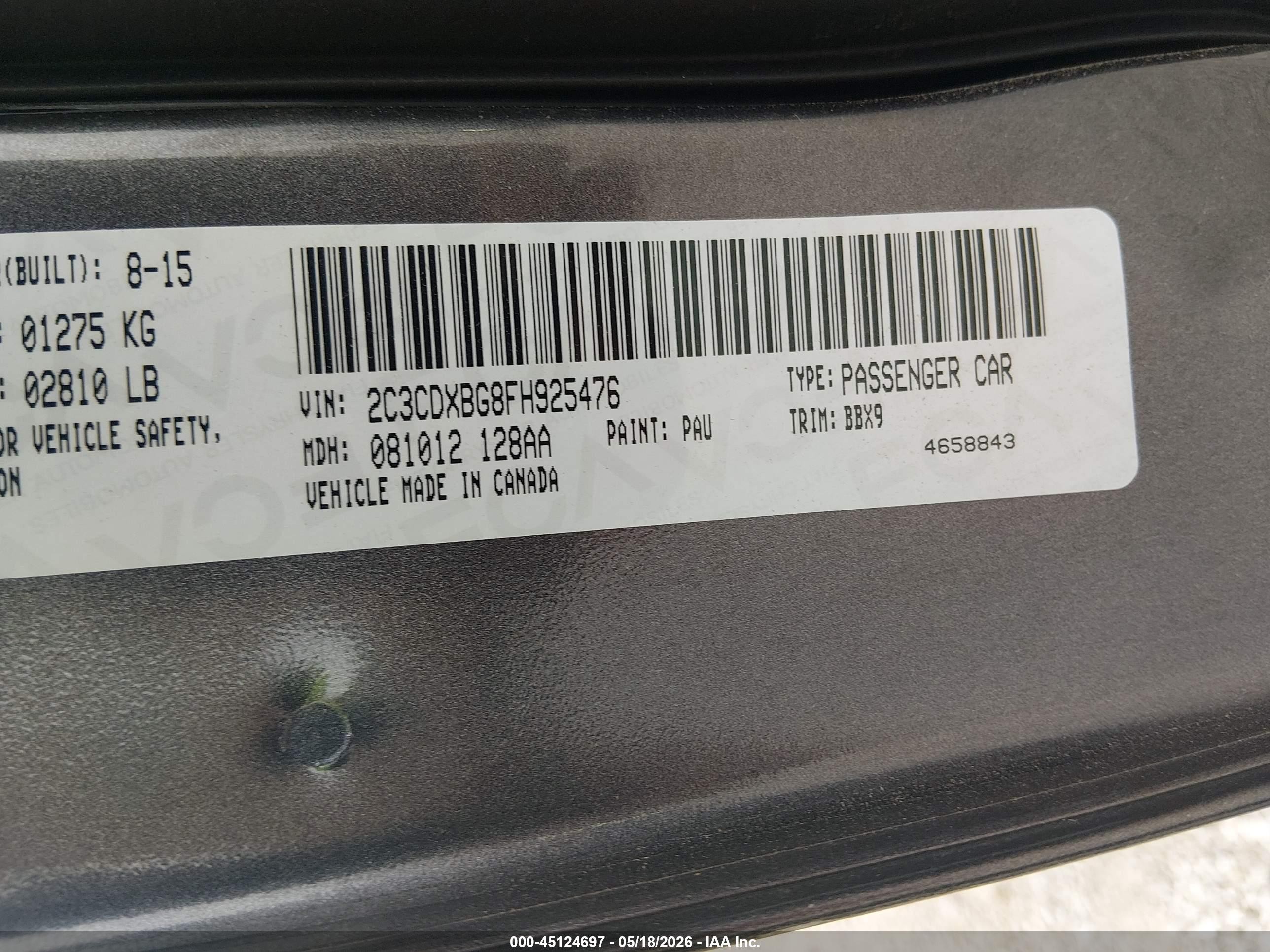 2015 Dodge Charger Se Gray vin: 2C3CDXBG8FH925476
