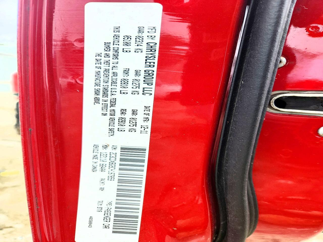 2012 Dodge Charger Se Red vin: 2C3CDXBG9CH187859