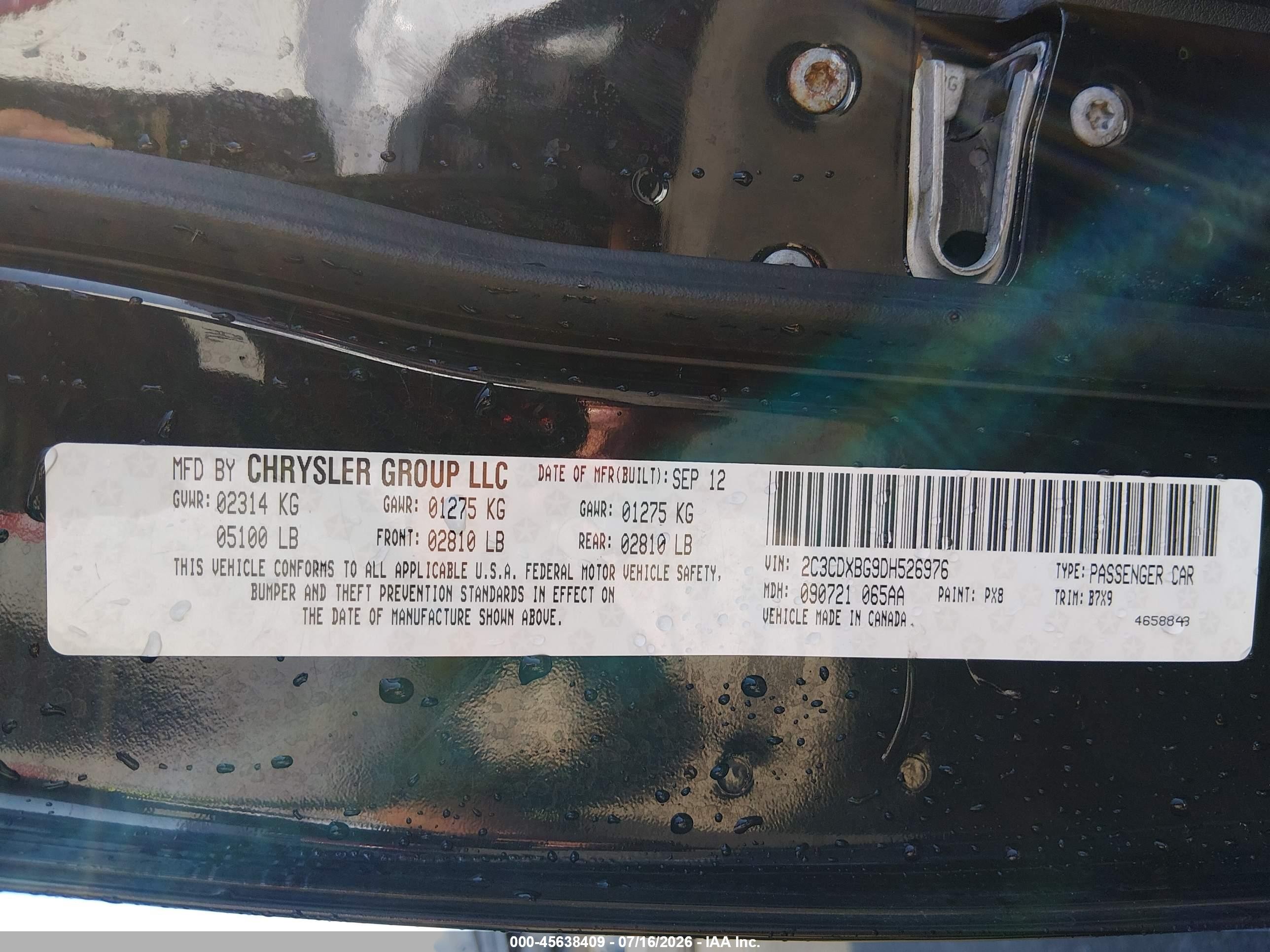 2013 Dodge Charger Se Черный vin: 2C3CDXBG9DH526976