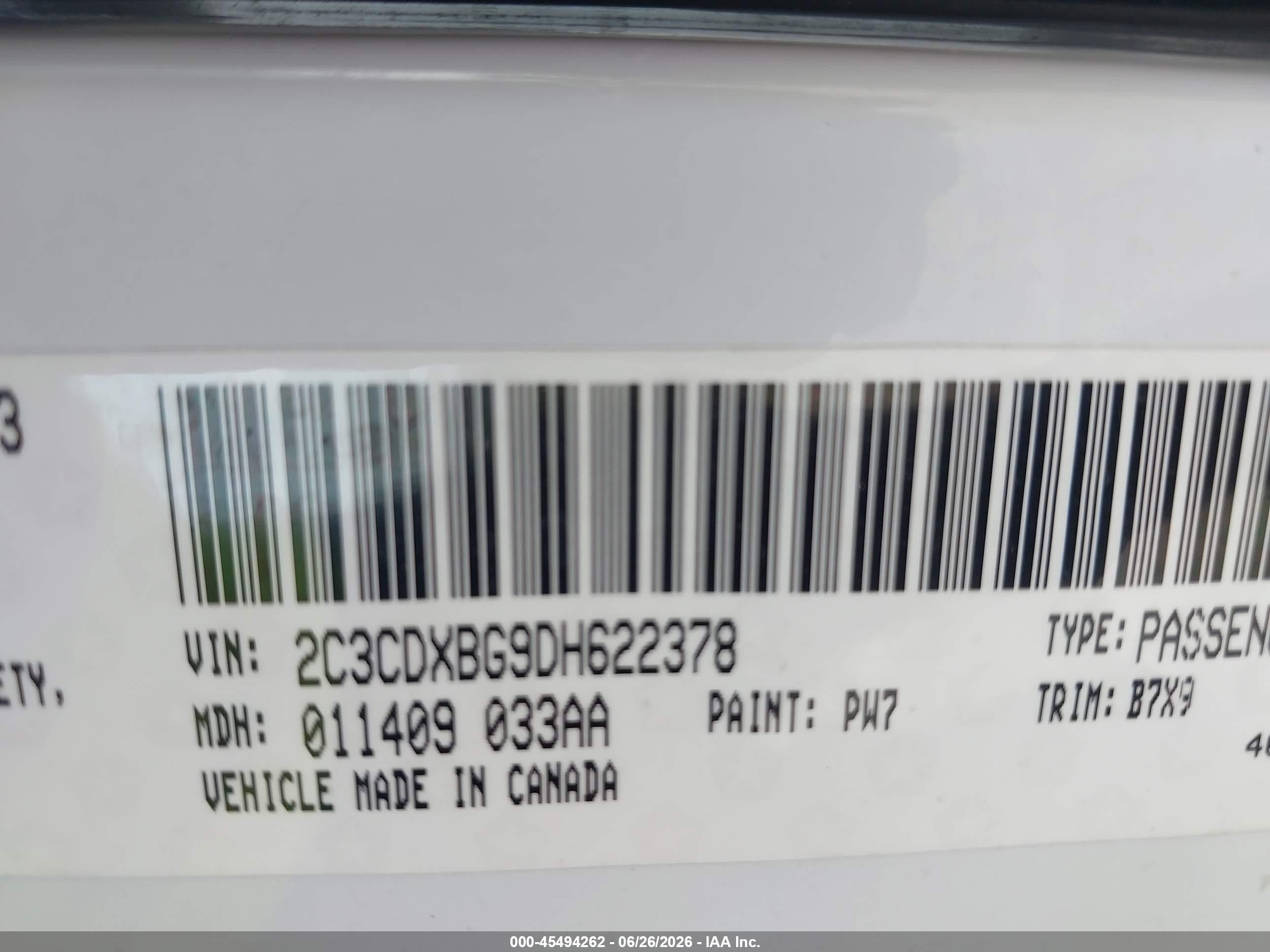 2013 Dodge Charger Se White vin: 2C3CDXBG9DH622378