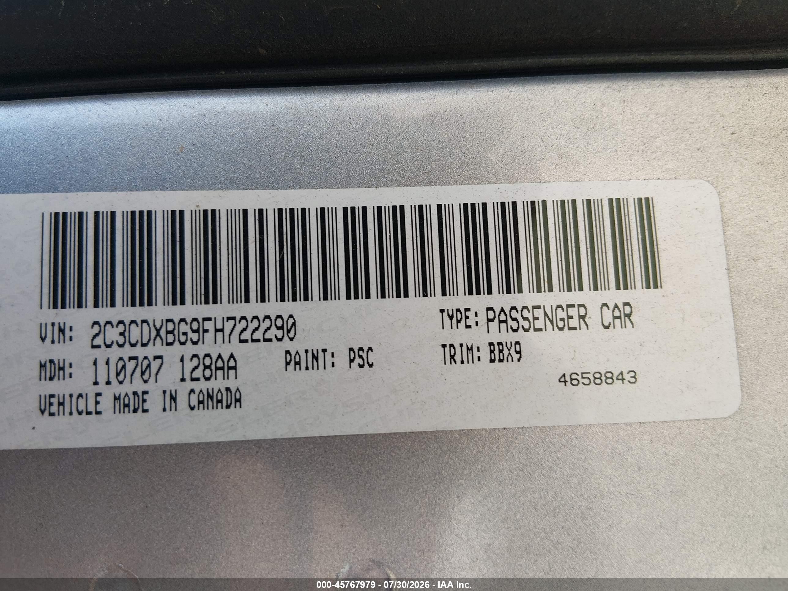 2015 Dodge Charger Se Silver vin: 2C3CDXBG9FH722290