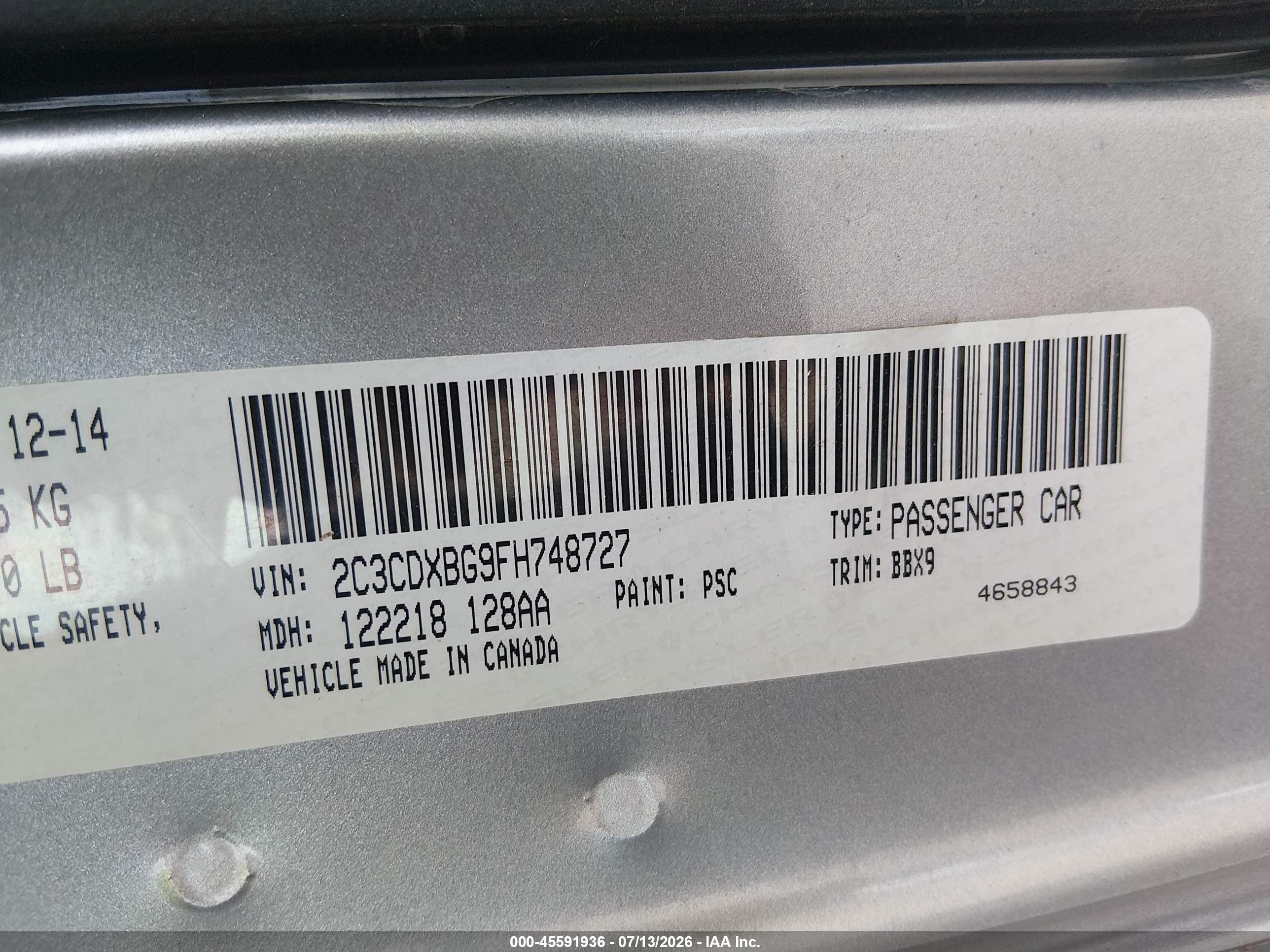 2015 Dodge Charger Se Gray vin: 2C3CDXBG9FH748727