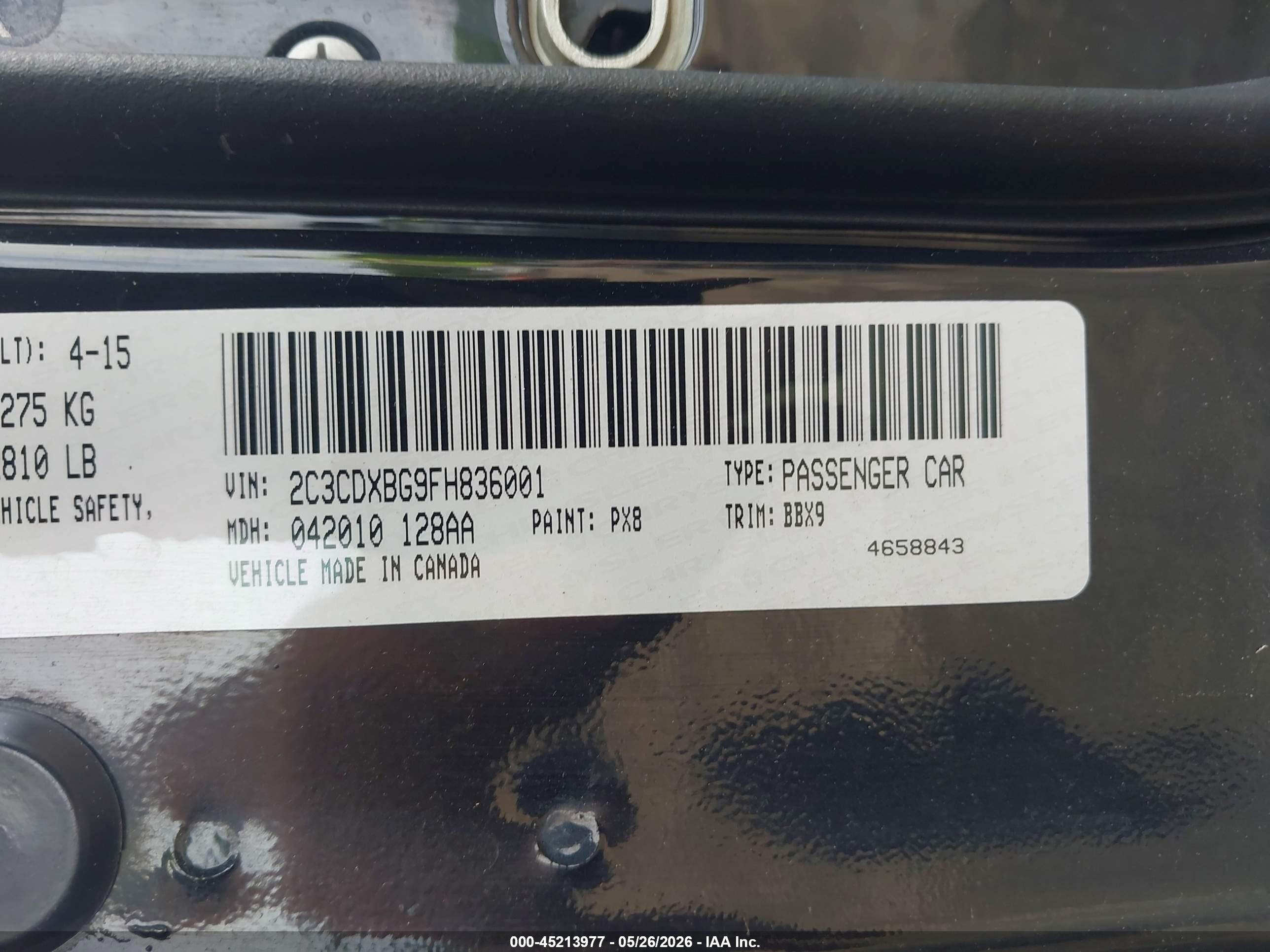2015 Dodge Charger Se Black vin: 2C3CDXBG9FH836001