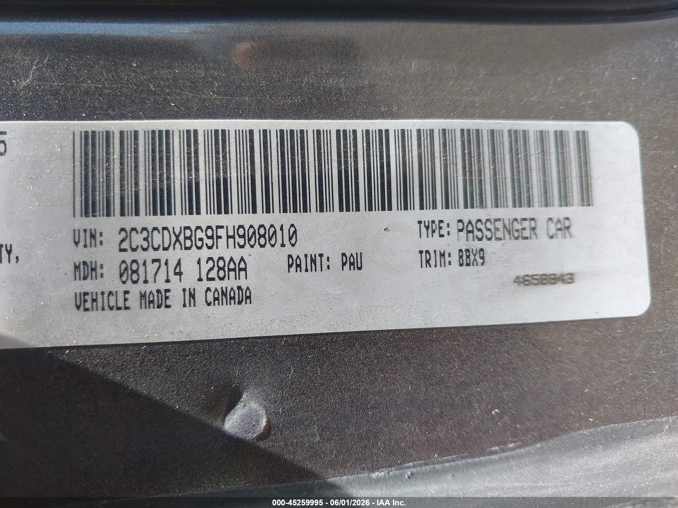 2015 Dodge Charger Se Gray vin: 2C3CDXBG9FH908010