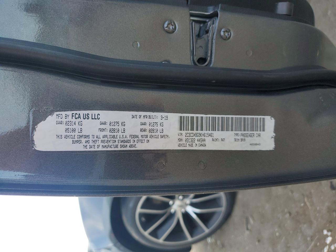 2019 Dodge Charger Sxt Gray vin: 2C3CDXBG9KH615461