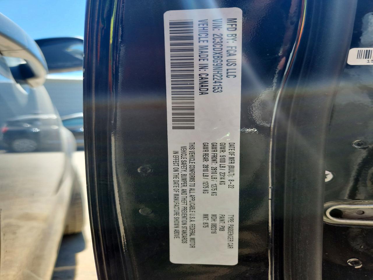 2022 Dodge Charger Sxt Black vin: 2C3CDXBG9NH224153