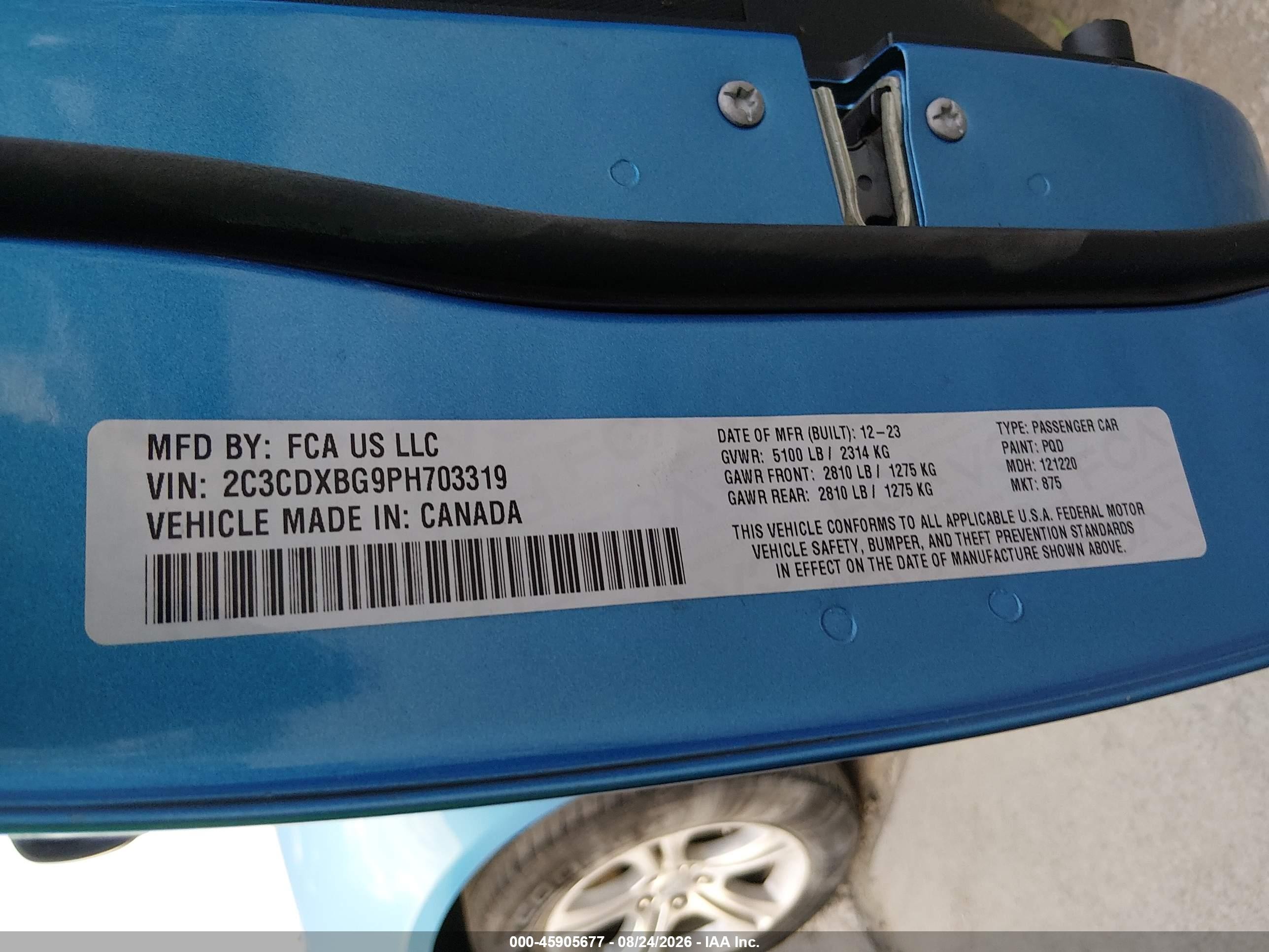 2023 Dodge Charger Sxt Blue vin: 2C3CDXBG9PH703319
