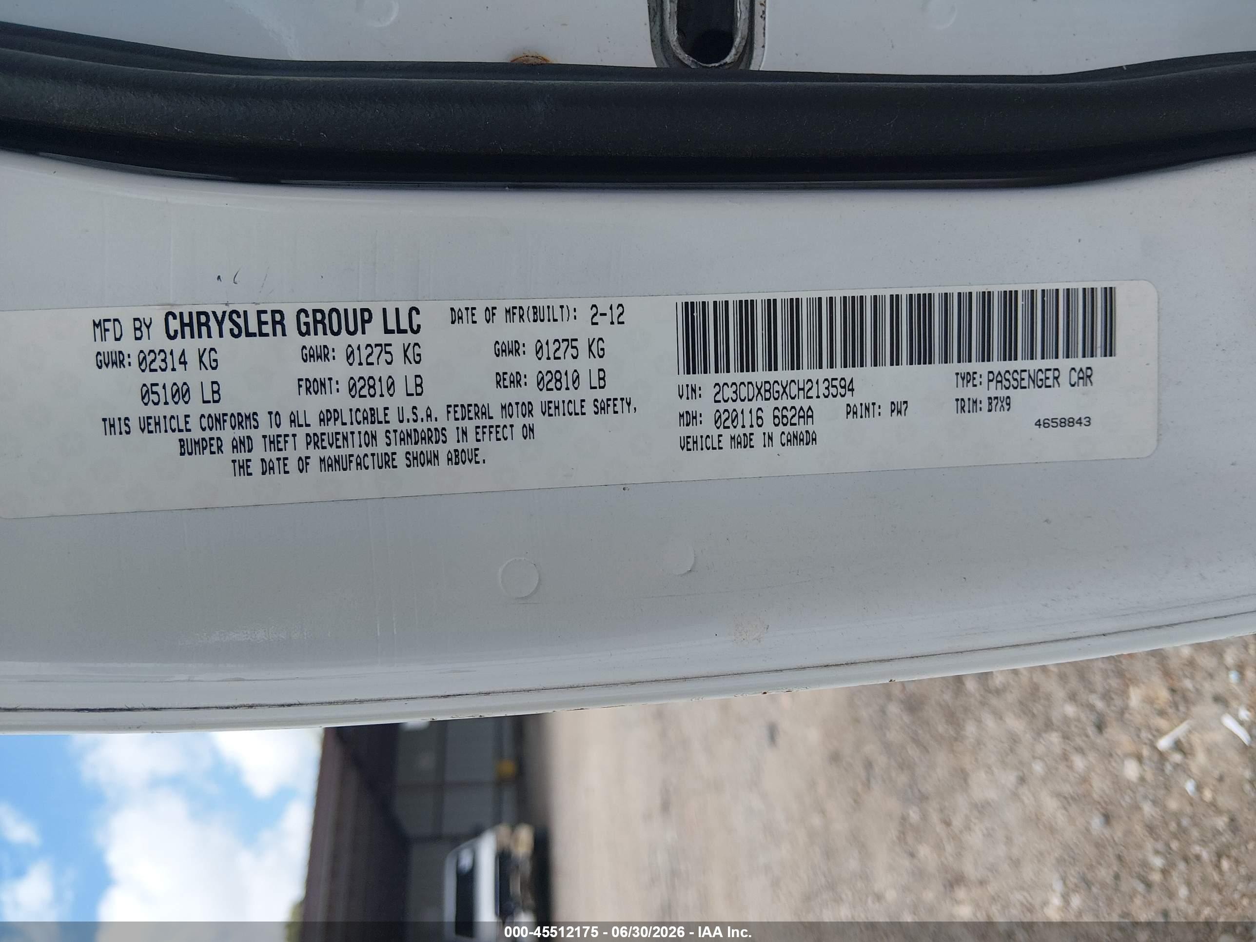 2012 Dodge Charger Se White vin: 2C3CDXBGXCH213594