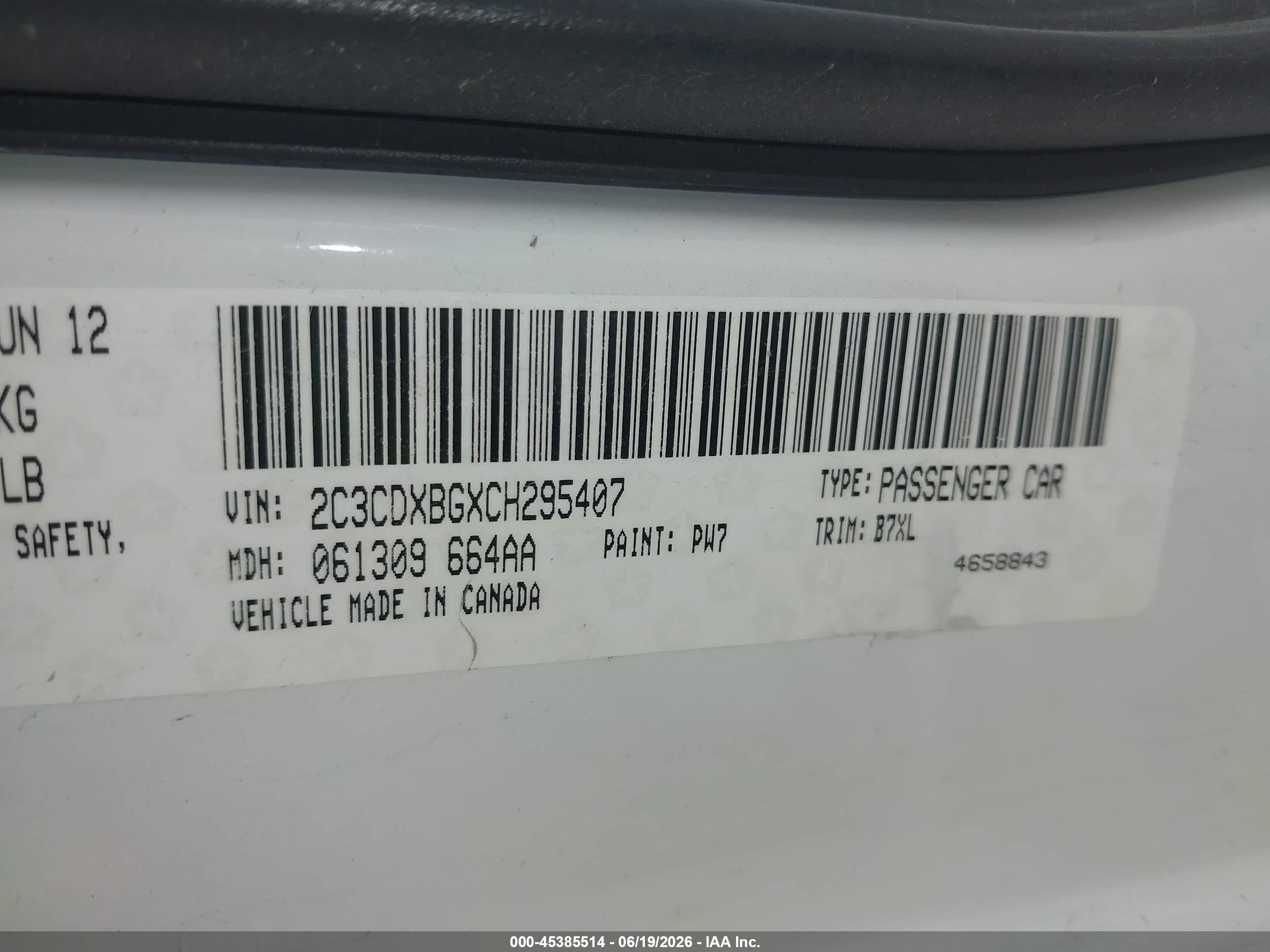 2012 Dodge Charger Se White vin: 2C3CDXBGXCH295407