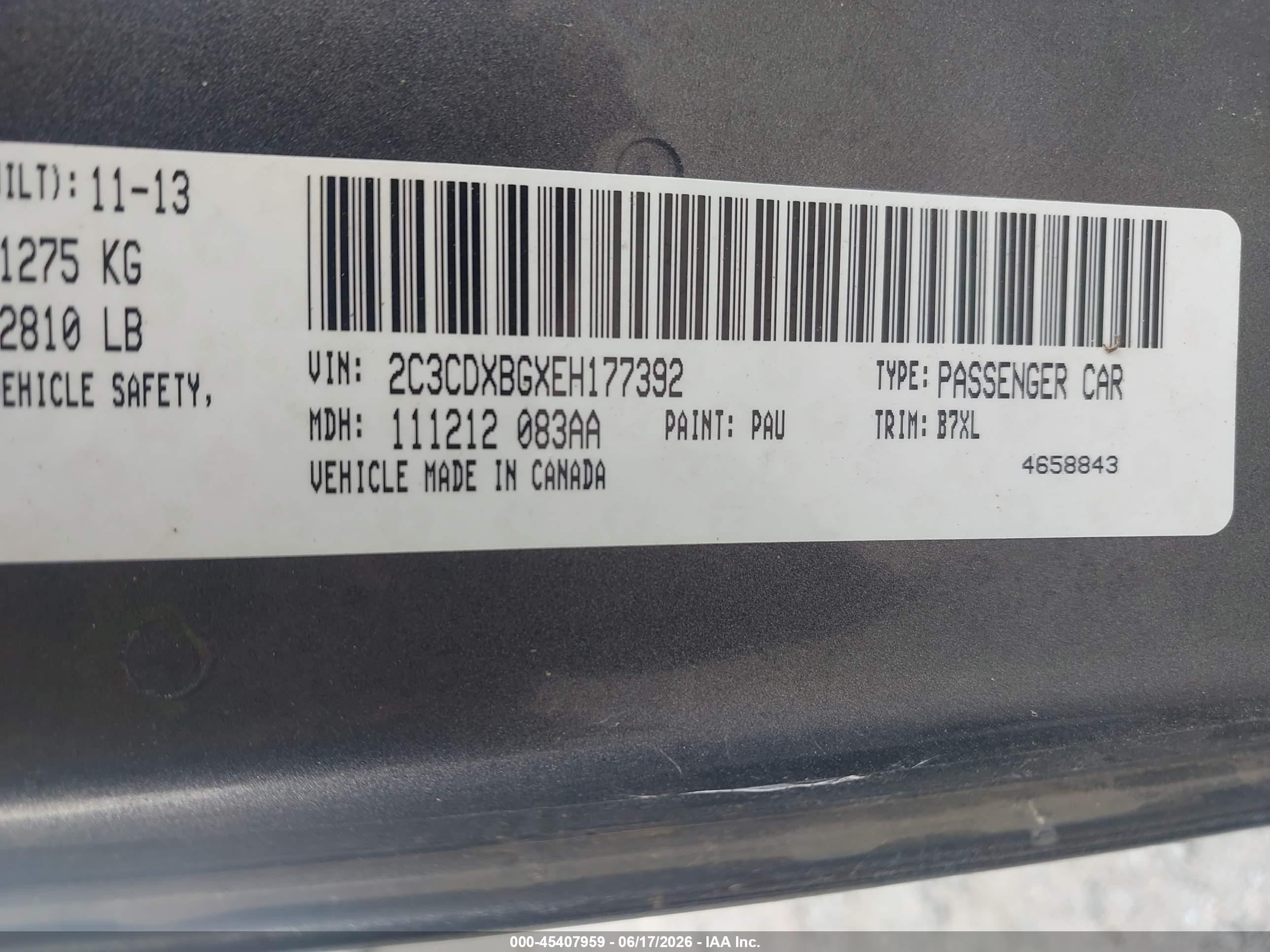 2014 Dodge Charger Se Black vin: 2C3CDXBGXEH177392