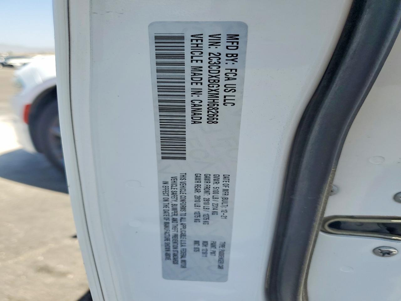 2021 Dodge Charger Sxt White vin: 2C3CDXBGXMH682668