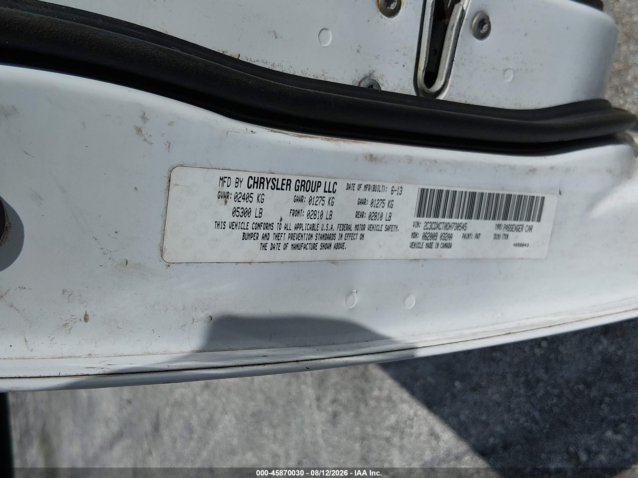 2013 Dodge Charger R/t Белый vin: 2C3CDXCT0DH730545