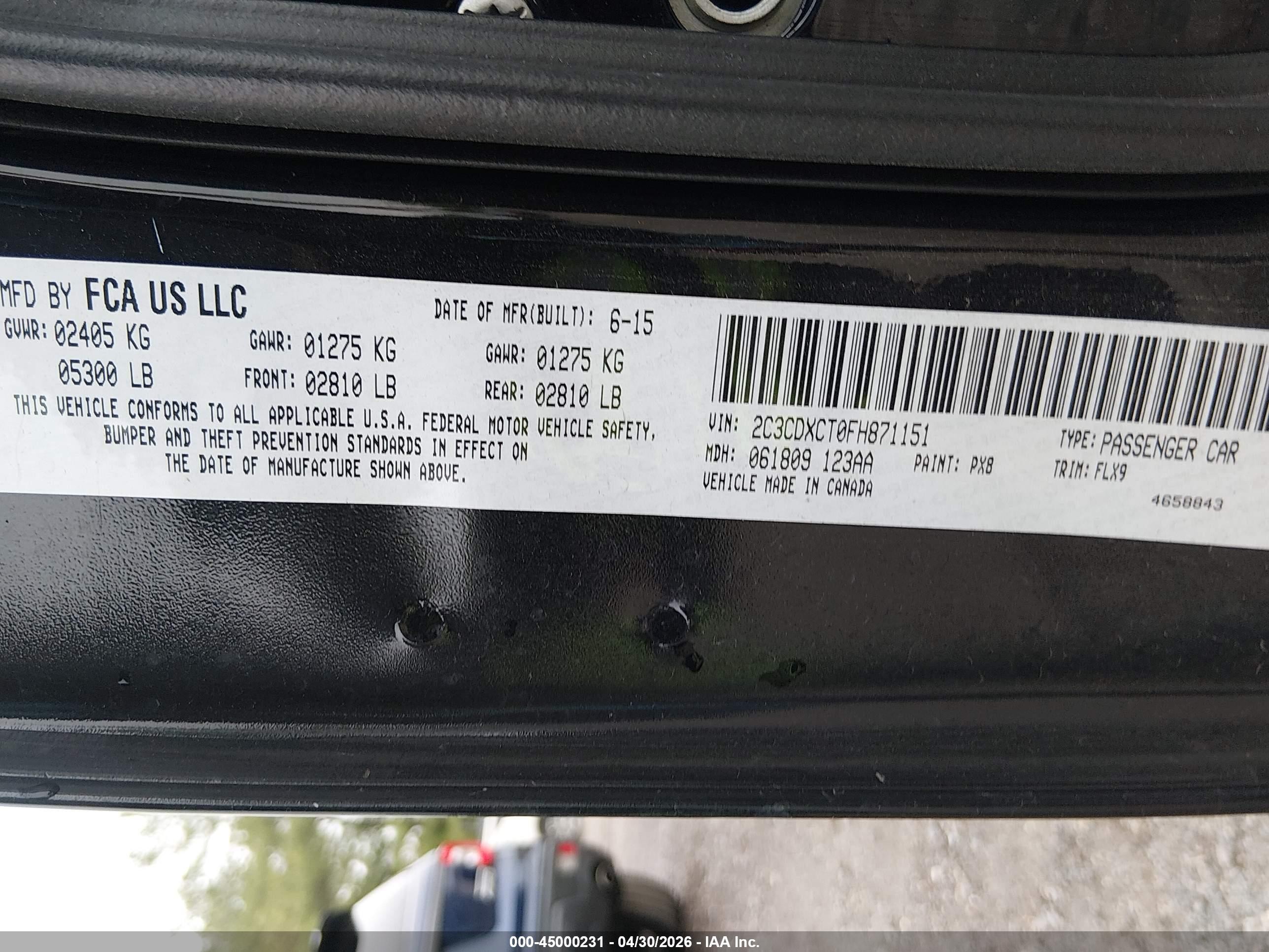 2015 Dodge Charger Road/track Black vin: 2C3CDXCT0FH871151
