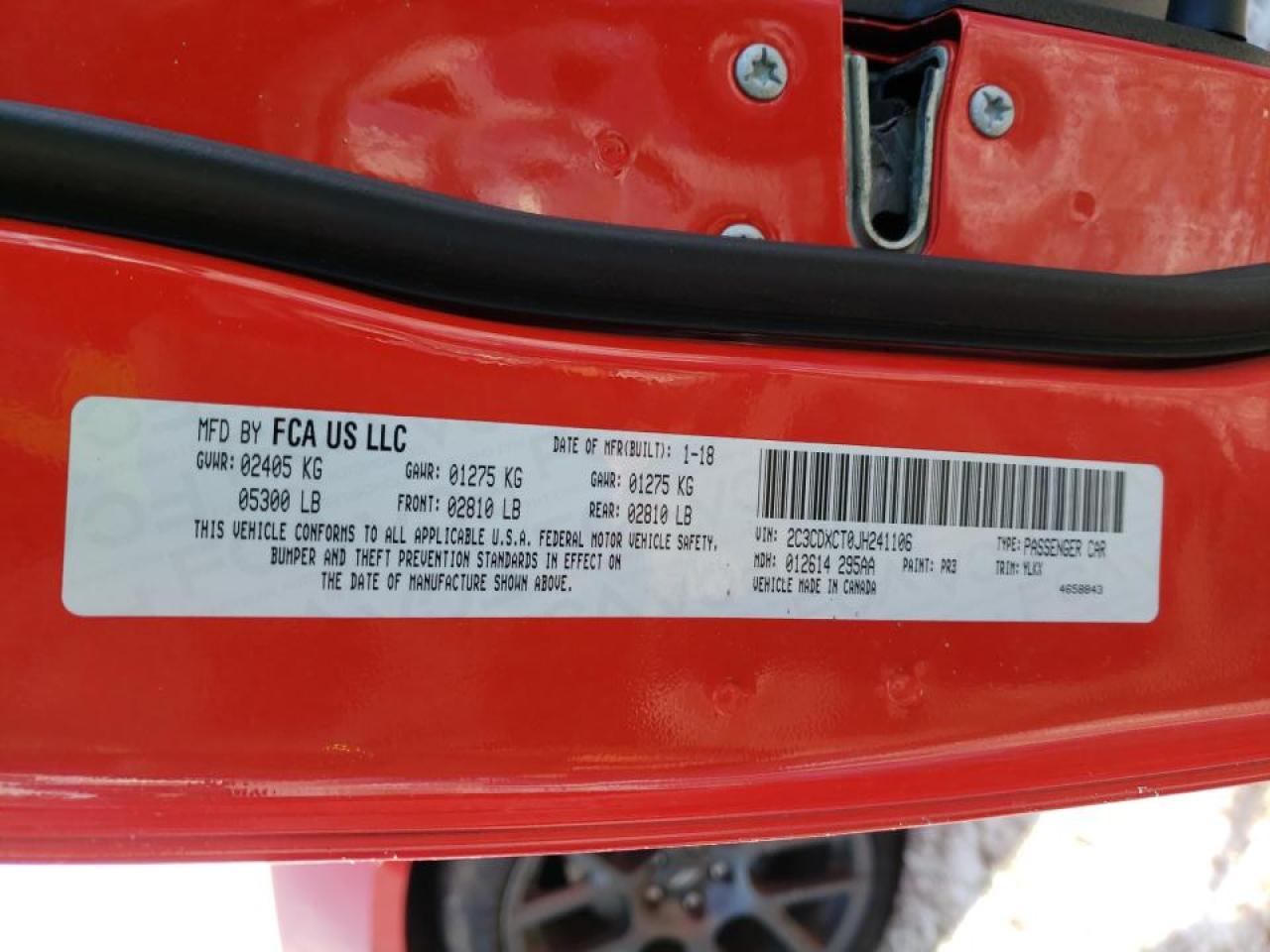 2018 Dodge Charger R/t Red vin: 2C3CDXCT0JH241106