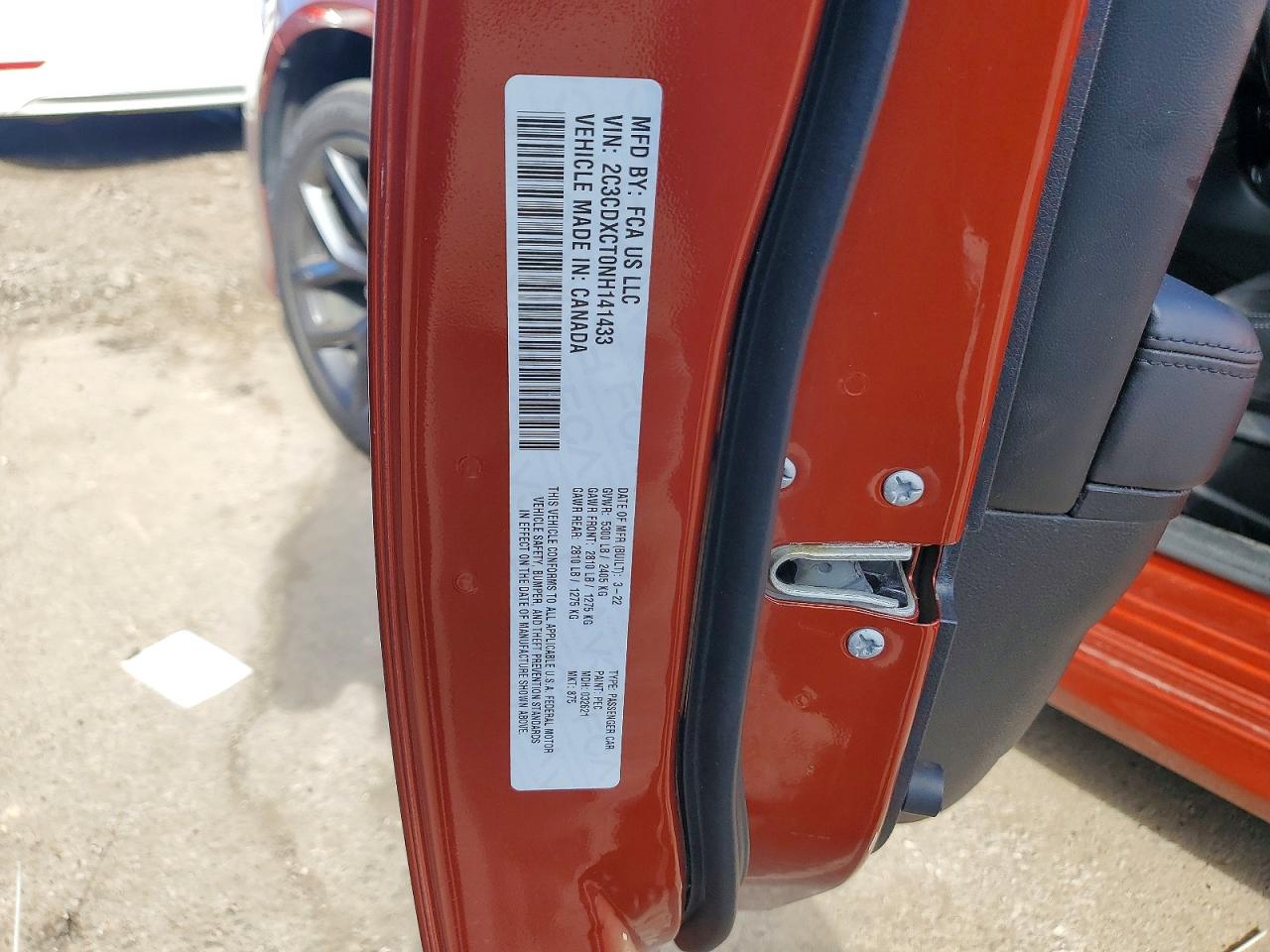 2022 Dodge Charger R/t Red vin: 2C3CDXCT0NH141433
