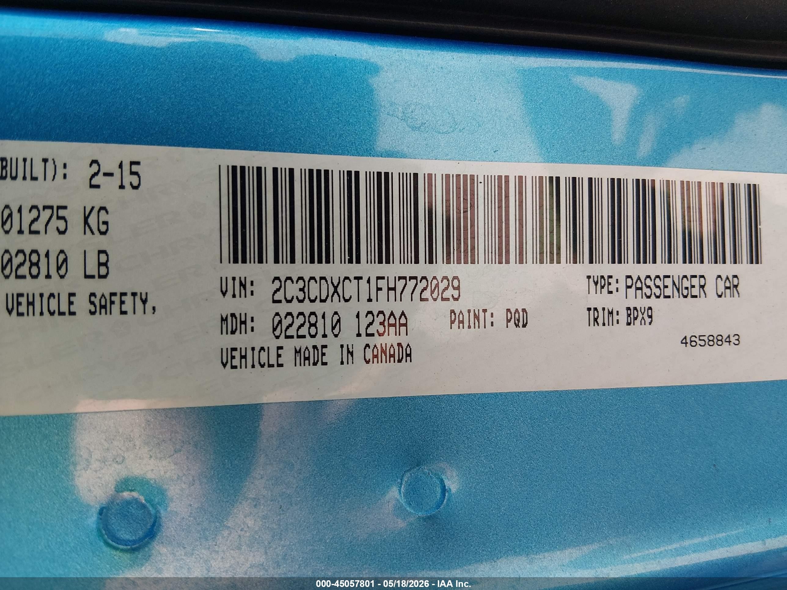 2015 Dodge Charger R/t Blue vin: 2C3CDXCT1FH772029