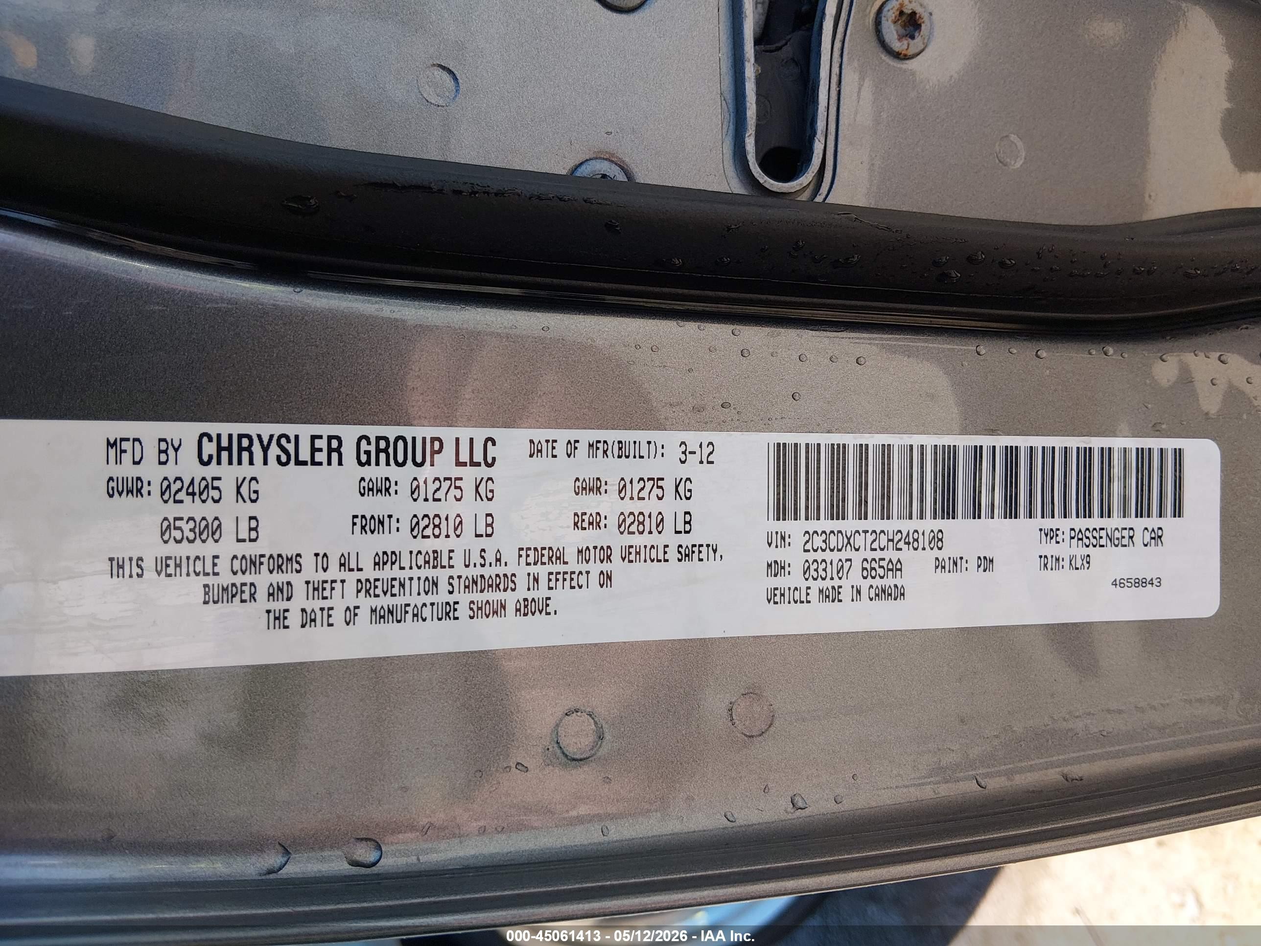 2012 Dodge Charger R/t Gray vin: 2C3CDXCT2CH248108