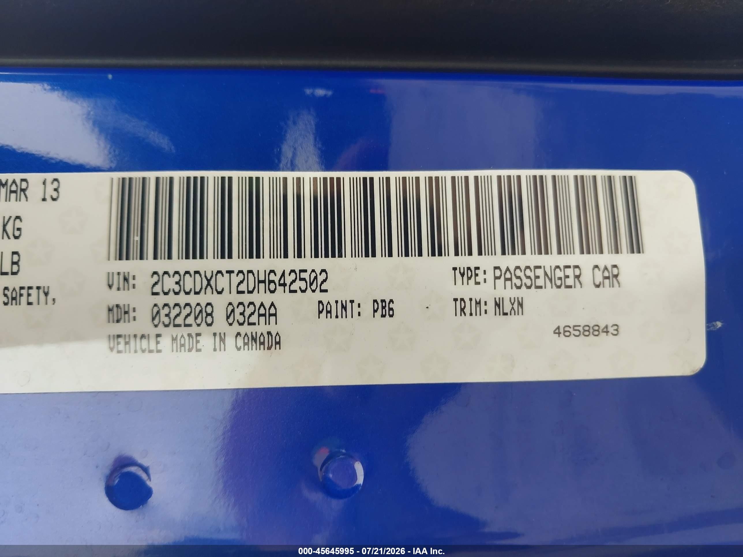 2013 Dodge Charger Road/track Blue vin: 2C3CDXCT2DH642502