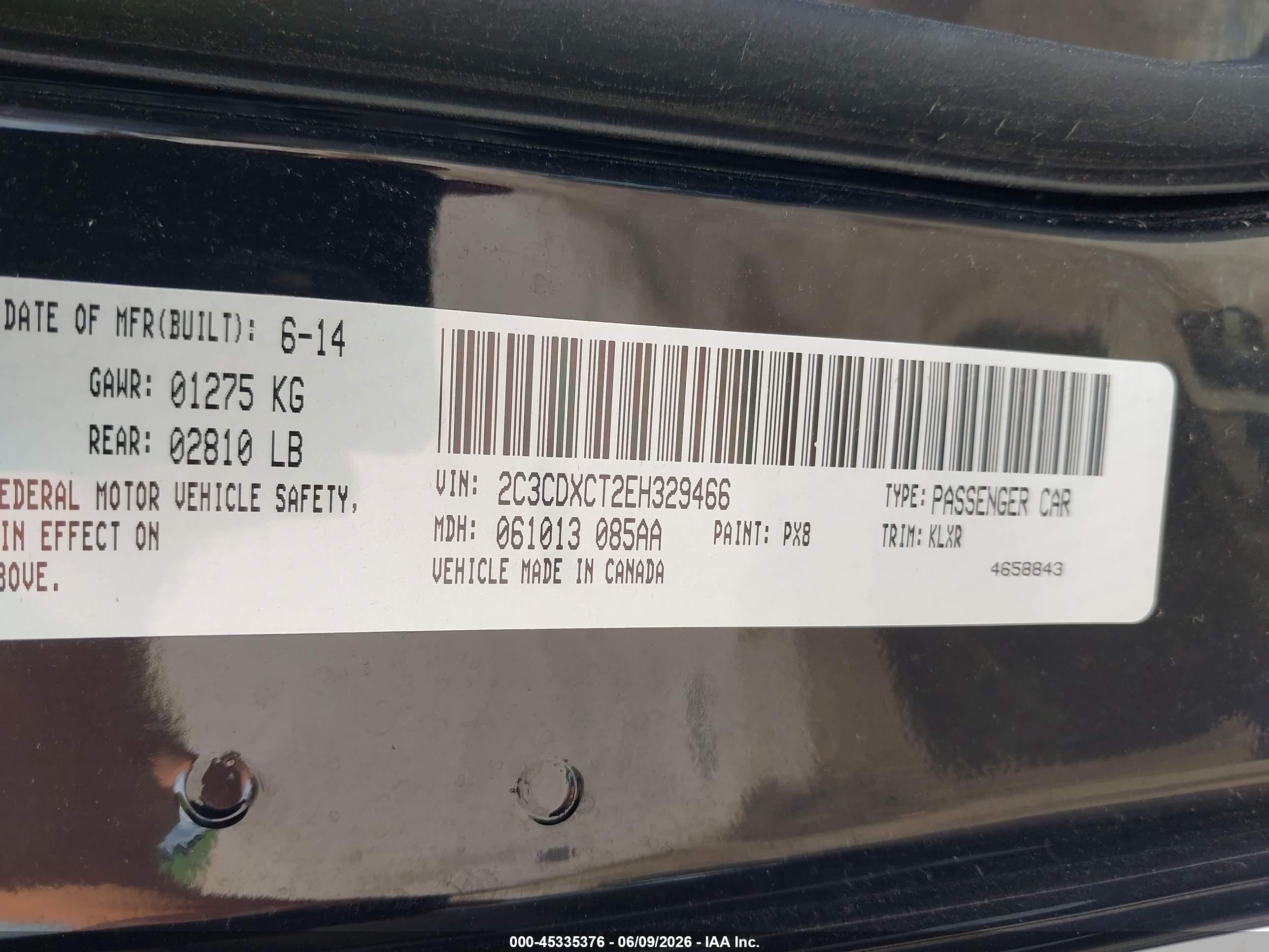 2014 Dodge Charger Road/track Black vin: 2C3CDXCT2EH329466
