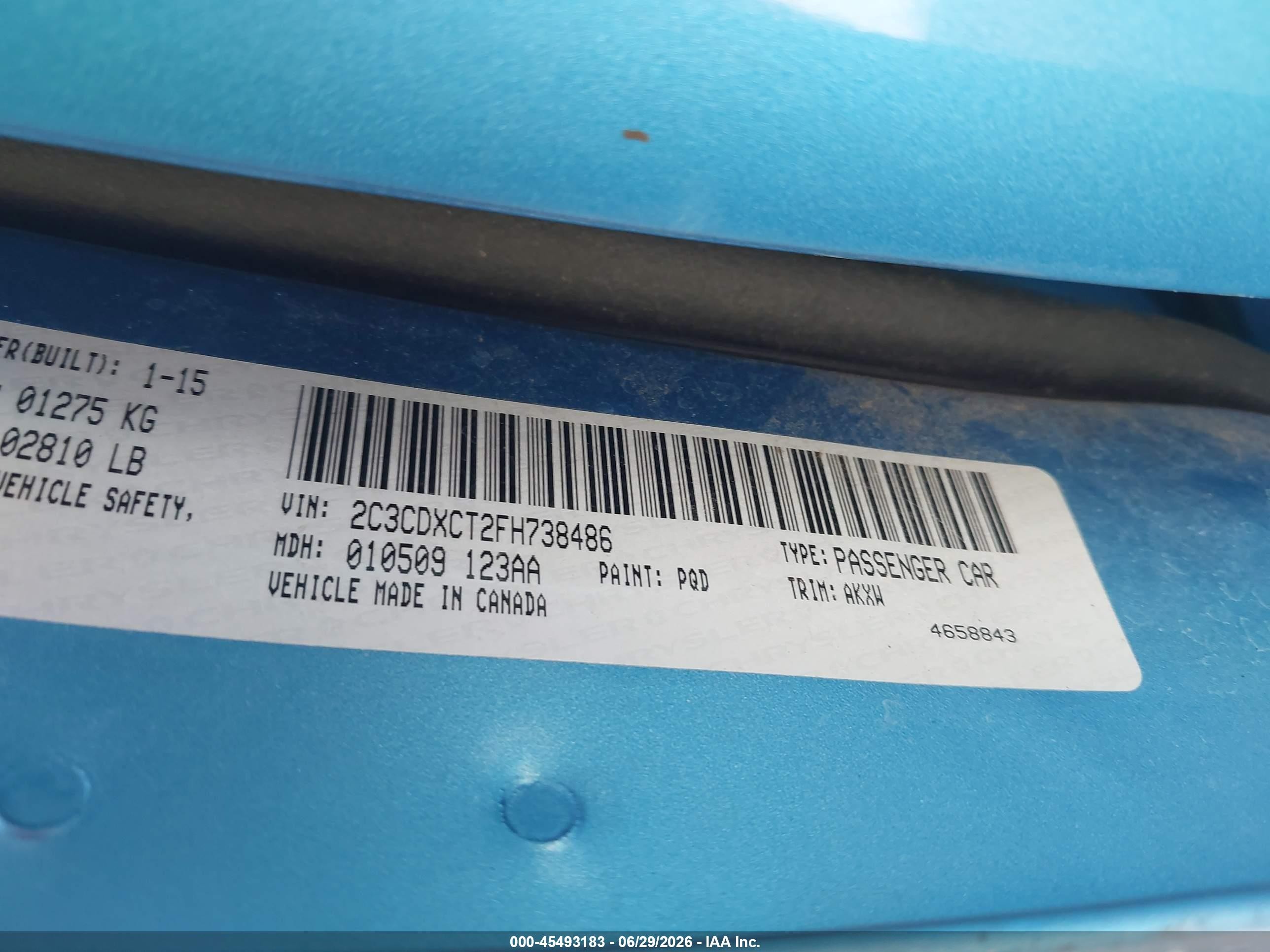 2015 Dodge Charger R/t Blue vin: 2C3CDXCT2FH738486