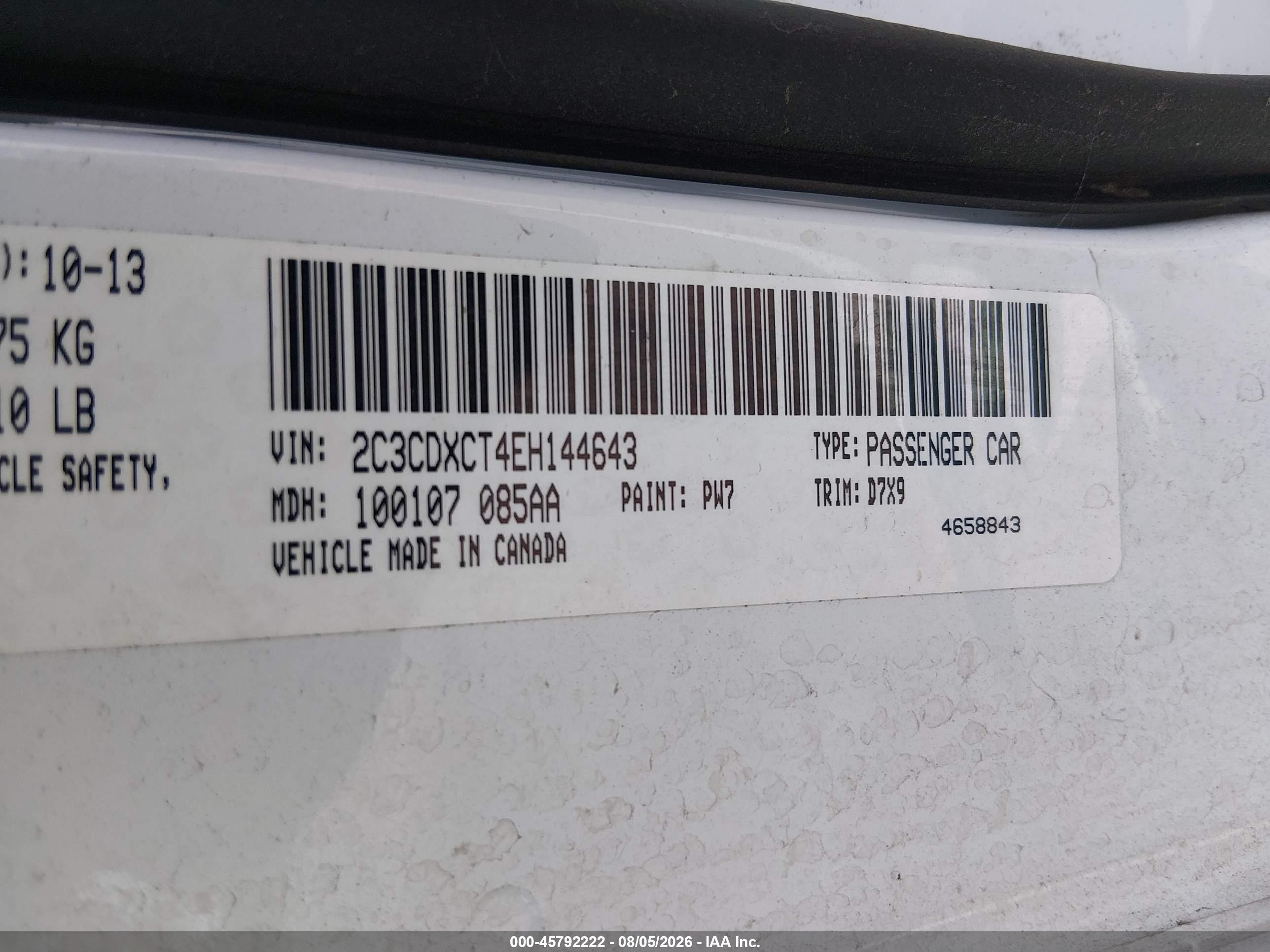 2014 Dodge Charger R/t Белый vin: 2C3CDXCT4EH144643