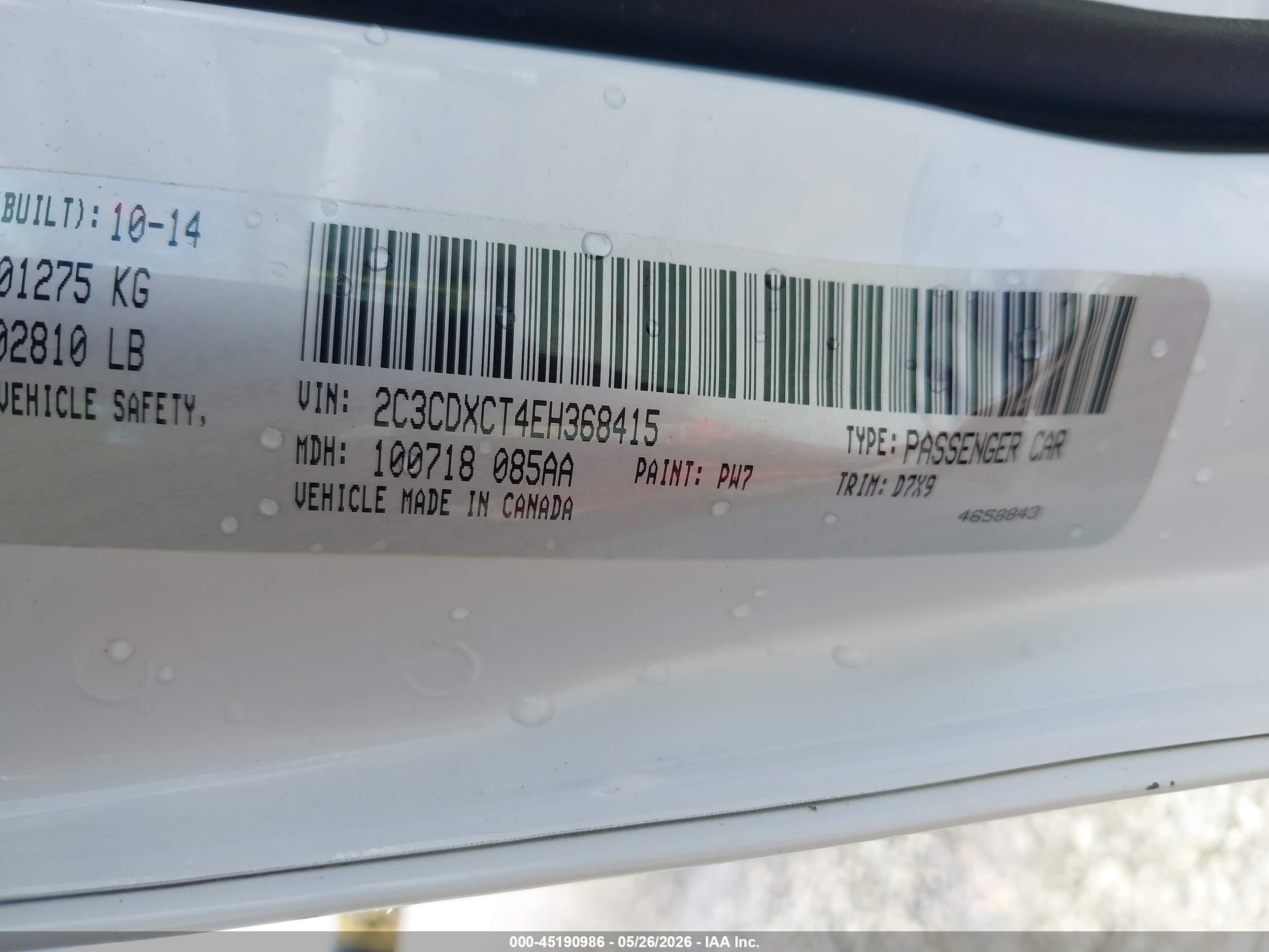 2014 Dodge Charger R/t White vin: 2C3CDXCT4EH368415