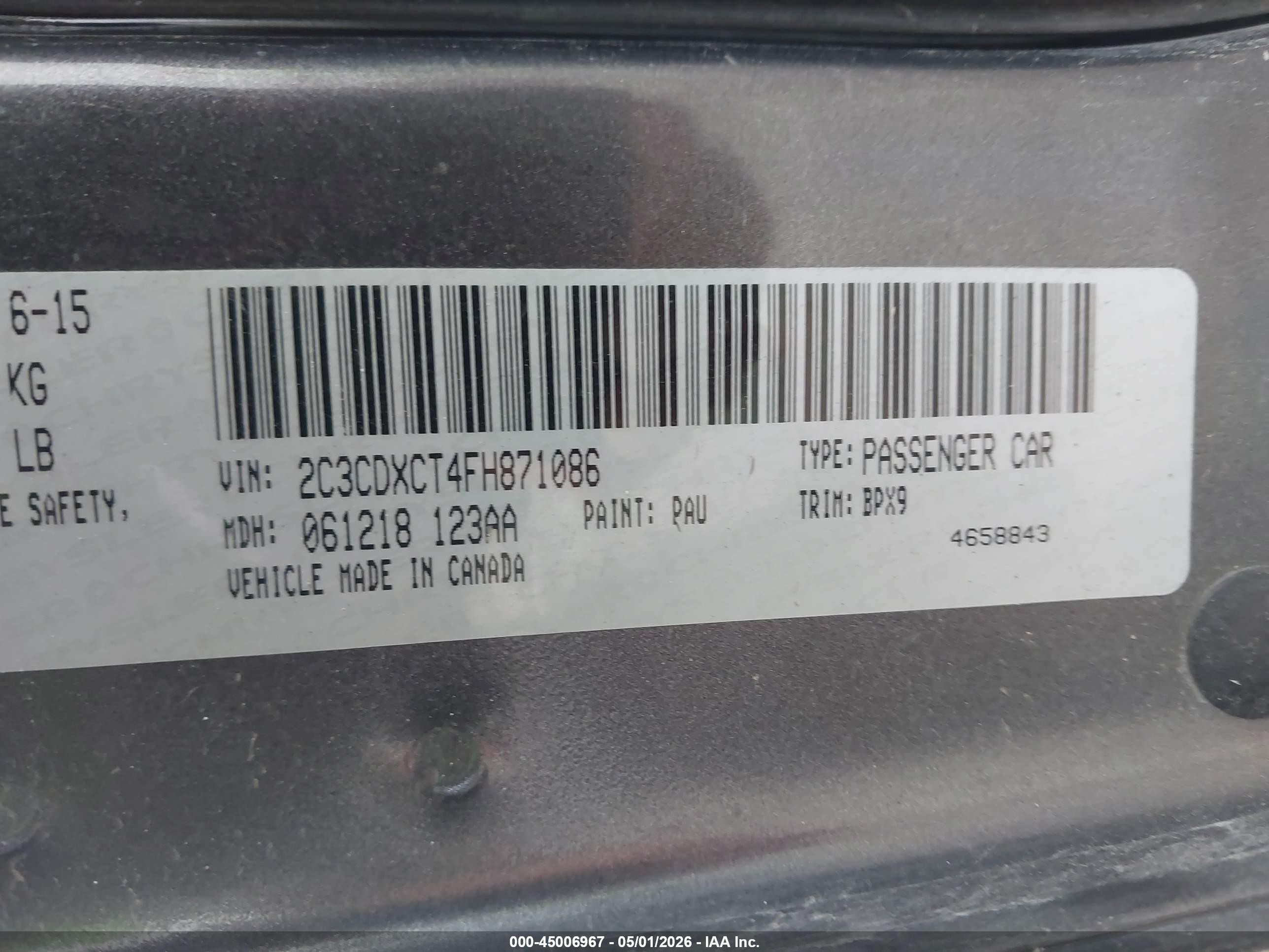 2015 Dodge Charger R/t Gray vin: 2C3CDXCT4FH871086
