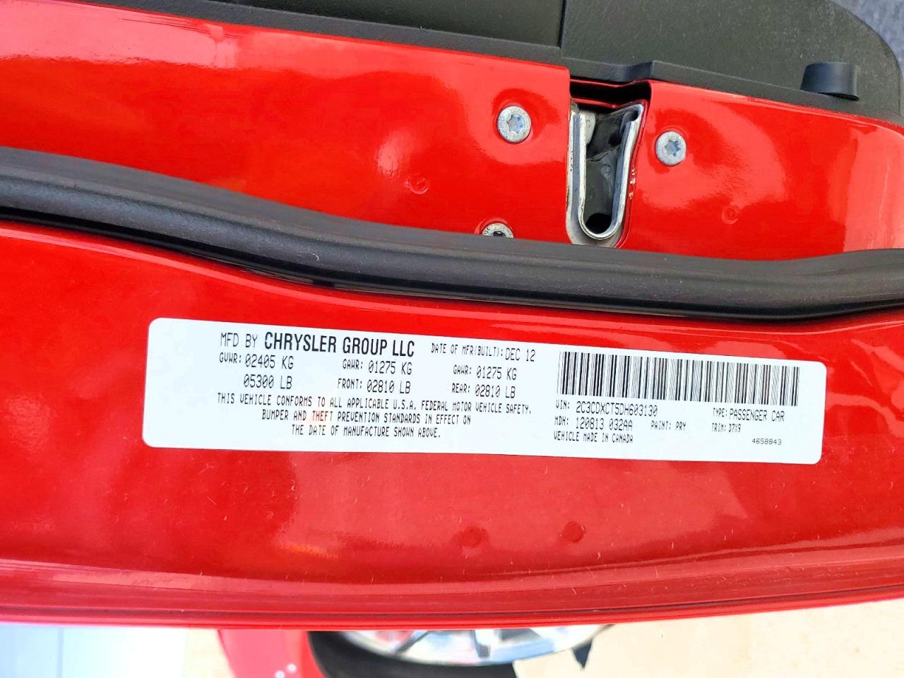 2013 Dodge Charger R Red vin: 2C3CDXCT5DH603130