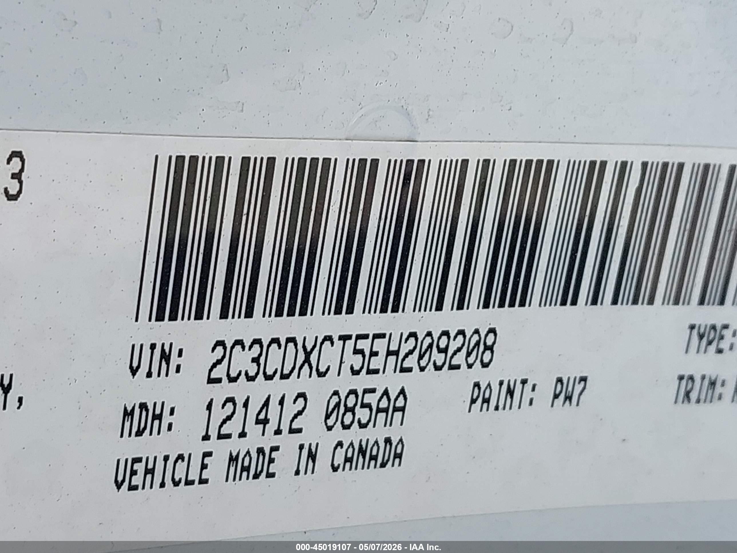 2014 Dodge Charger Road/track White vin: 2C3CDXCT5EH209208